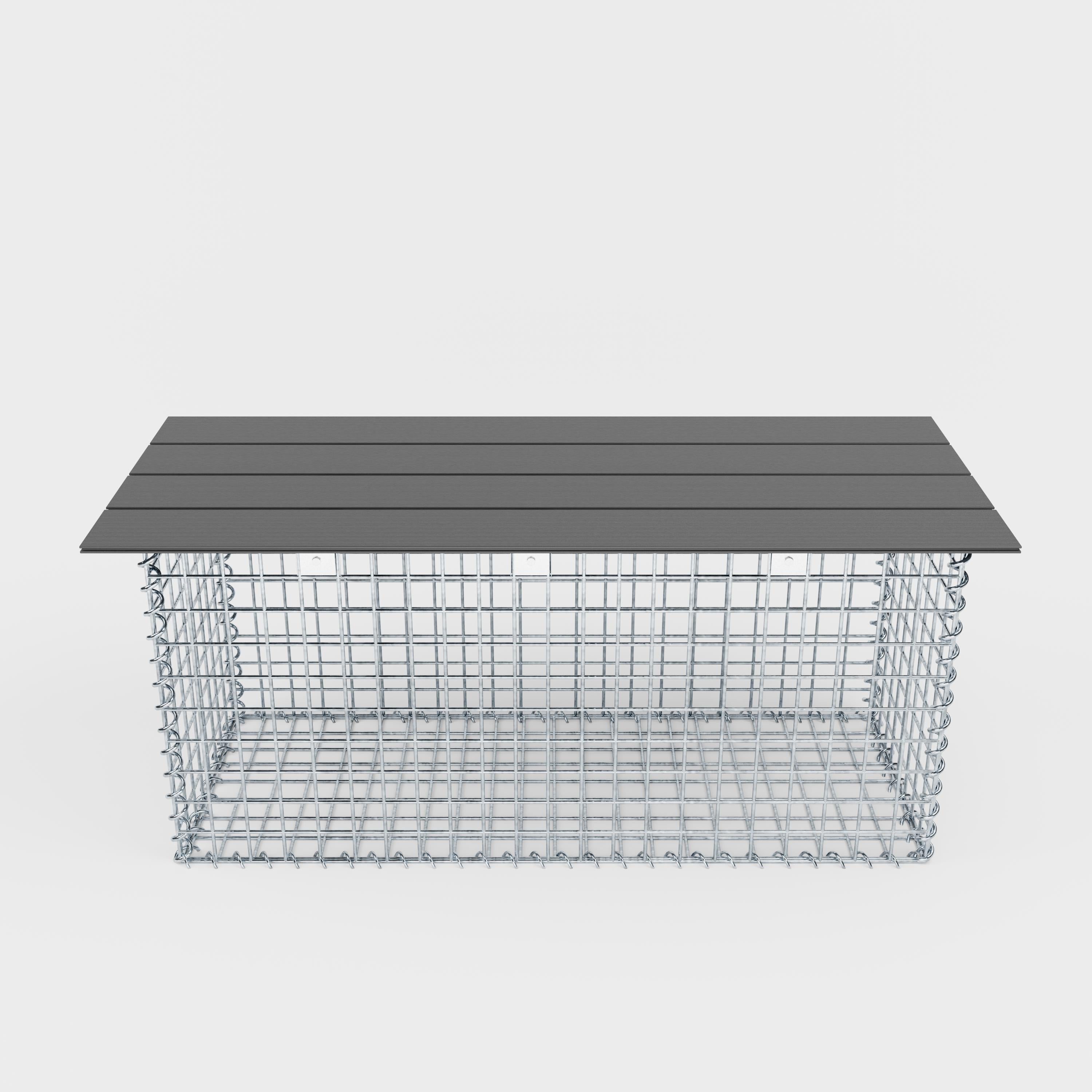 Tuinbank spiraalvormige schanskorf 105 x 50 x 50 cm - MW 5 x 5 cm, met gerecycled bovenblad in antraciet