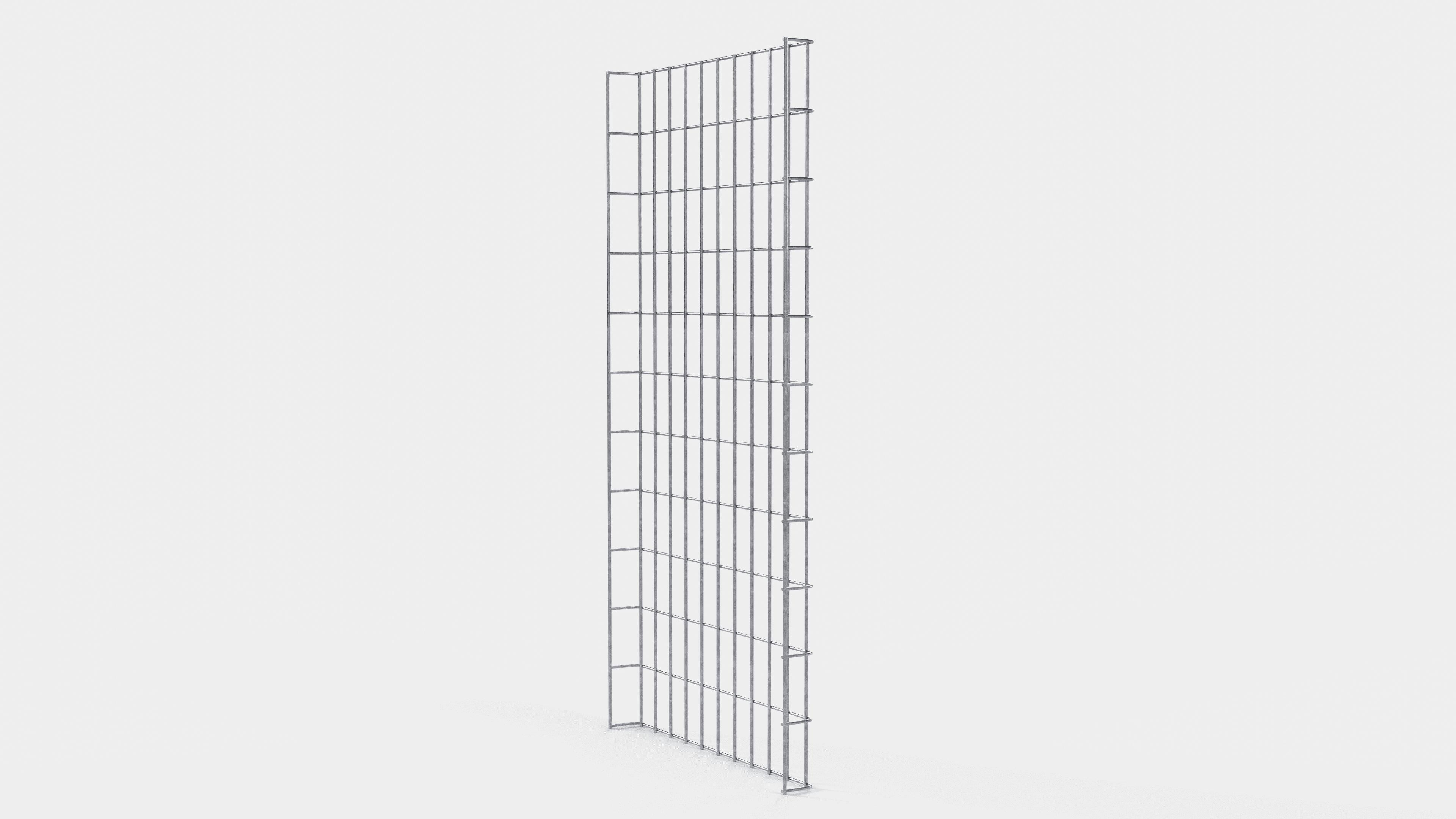 Altura da treliça 110 cm, profundidade 5 cm, tamanho da malha 5 x 10 cm