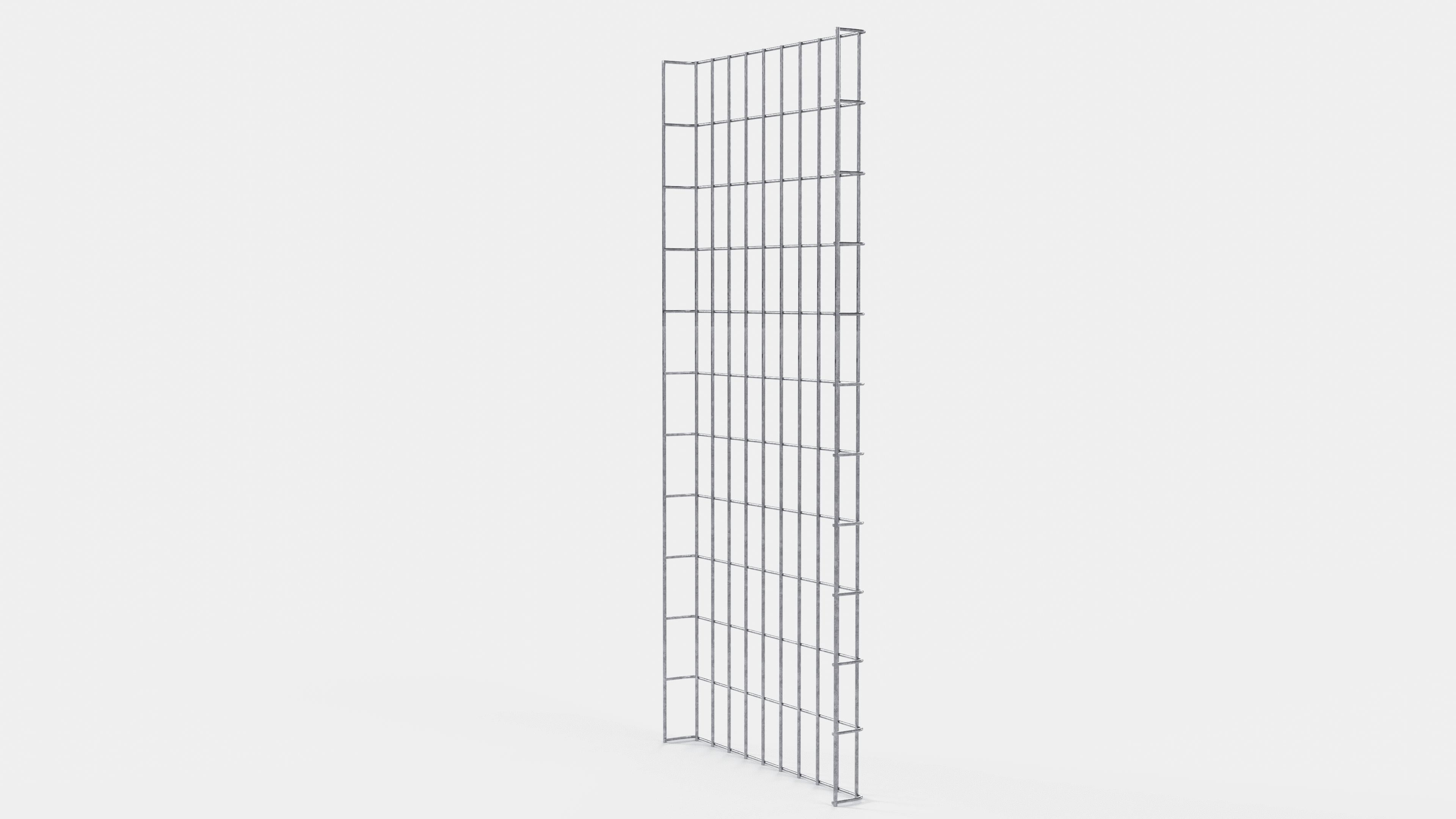 Altura da treliça 110 cm, profundidade 5 cm, tamanho da malha 5 x 10 cm