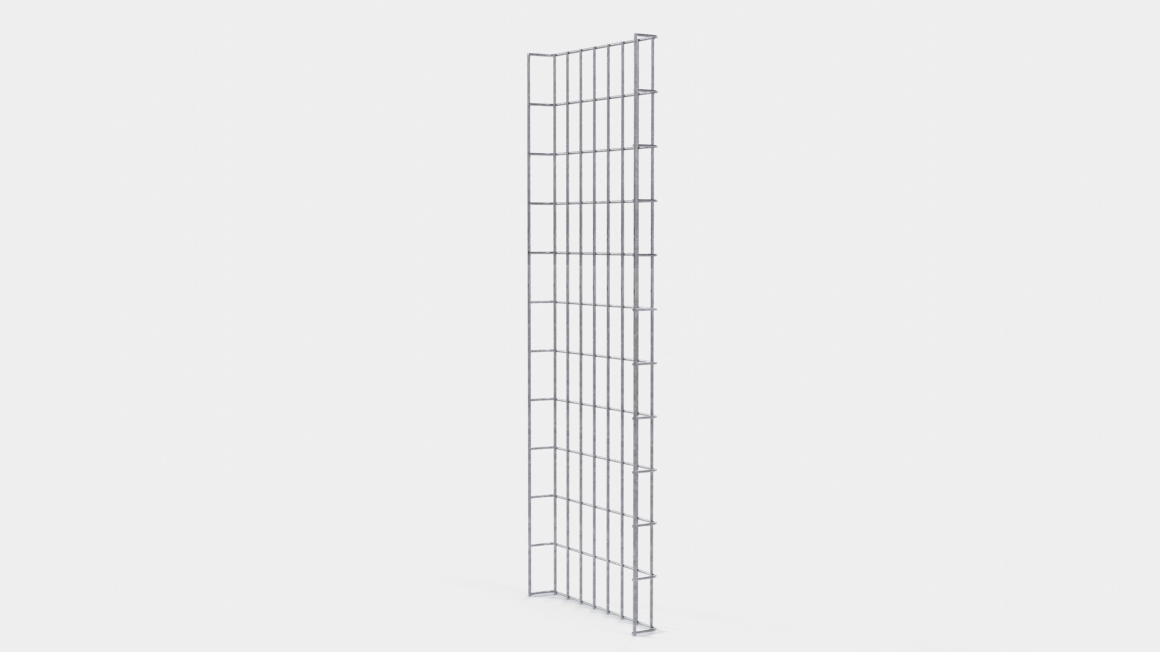 Altura da treliça 110 cm, profundidade 5 cm, tamanho da malha 5 x 10 cm