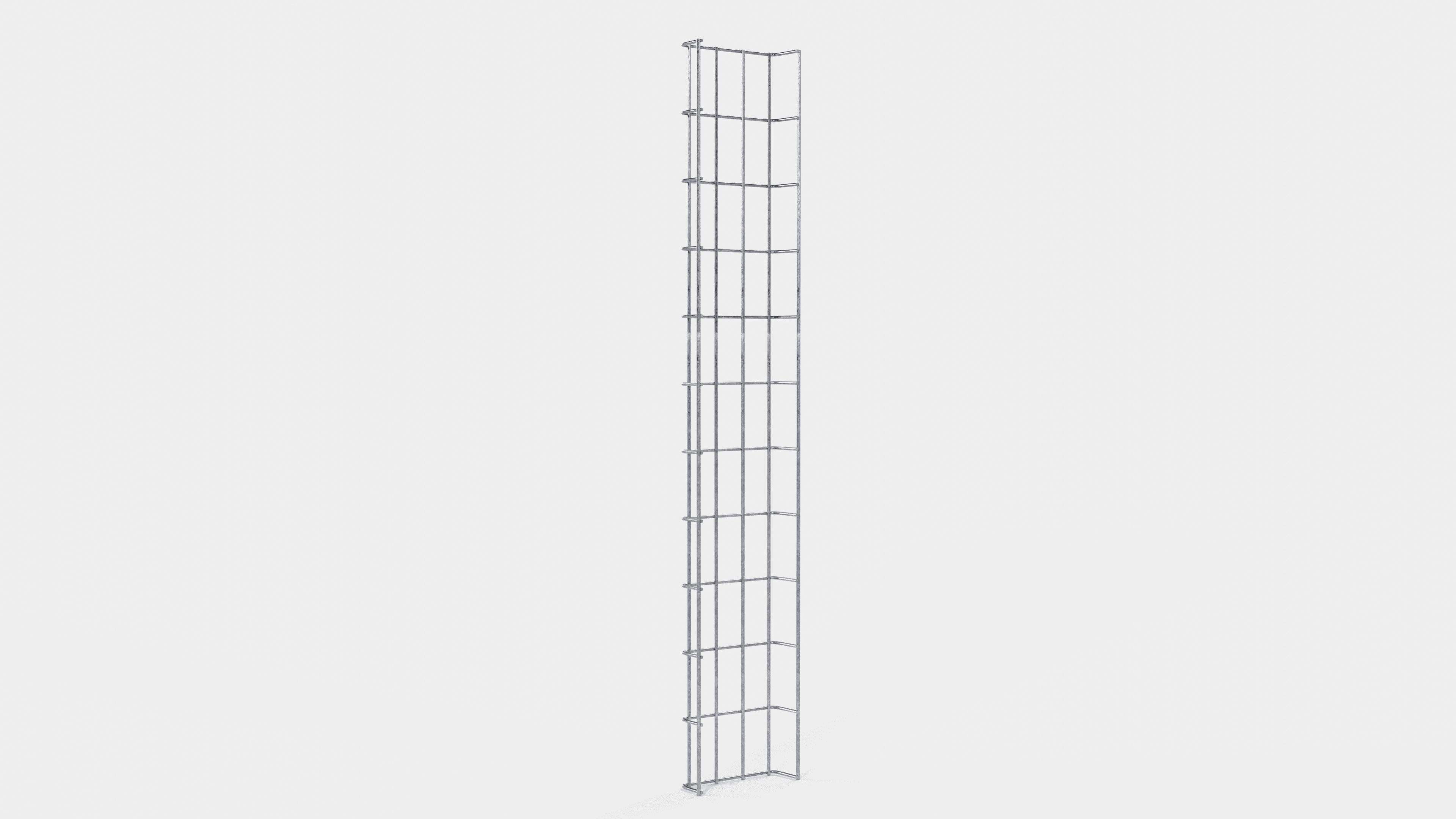 Altura da treliça 110 cm, profundidade 5 cm, tamanho da malha 5 x 10 cm