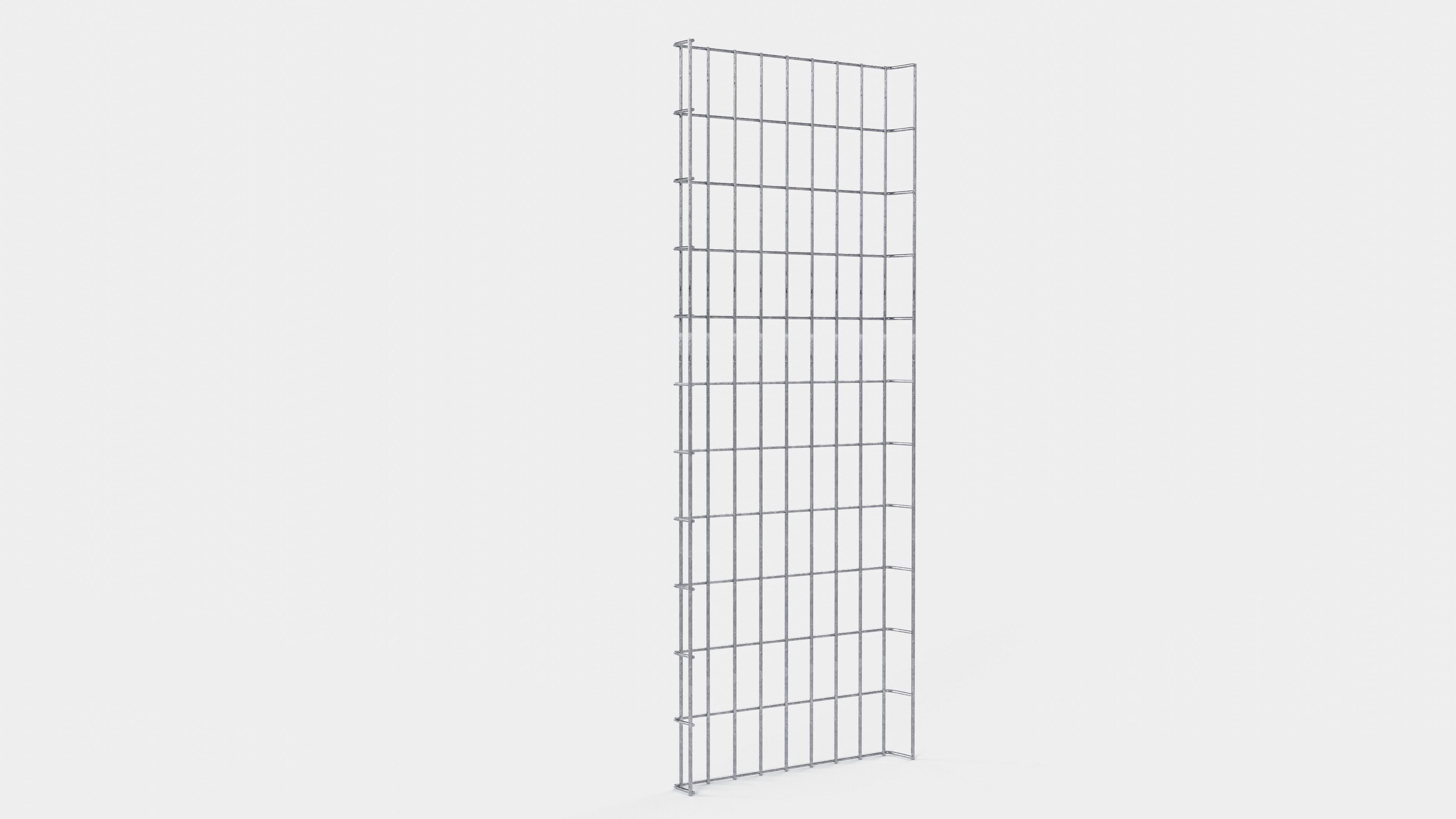 Altura da treliça 110 cm, profundidade 5 cm, tamanho da malha 5 x 10 cm