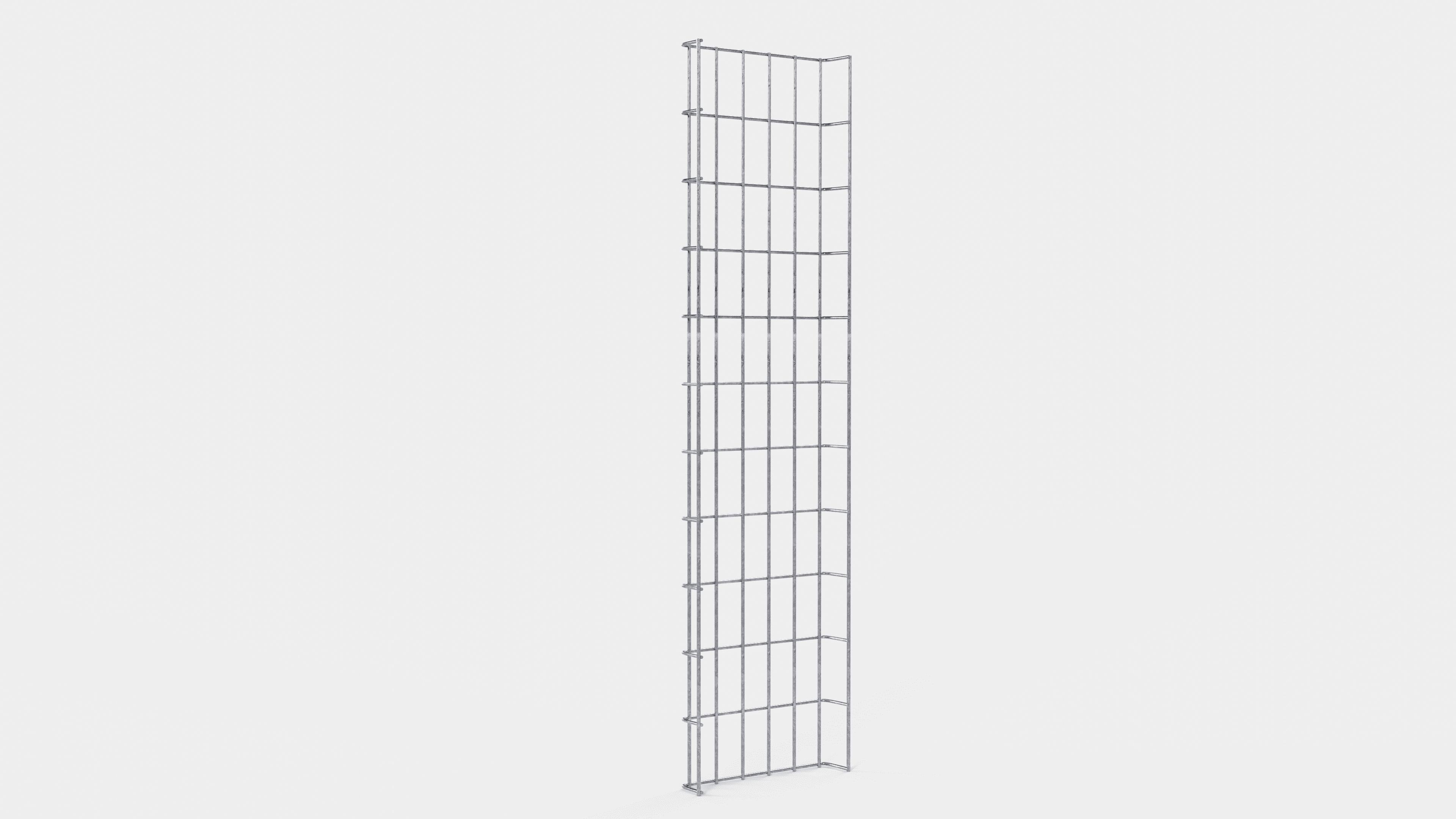 Altura da treliça 110 cm, profundidade 5 cm, tamanho da malha 5 x 10 cm