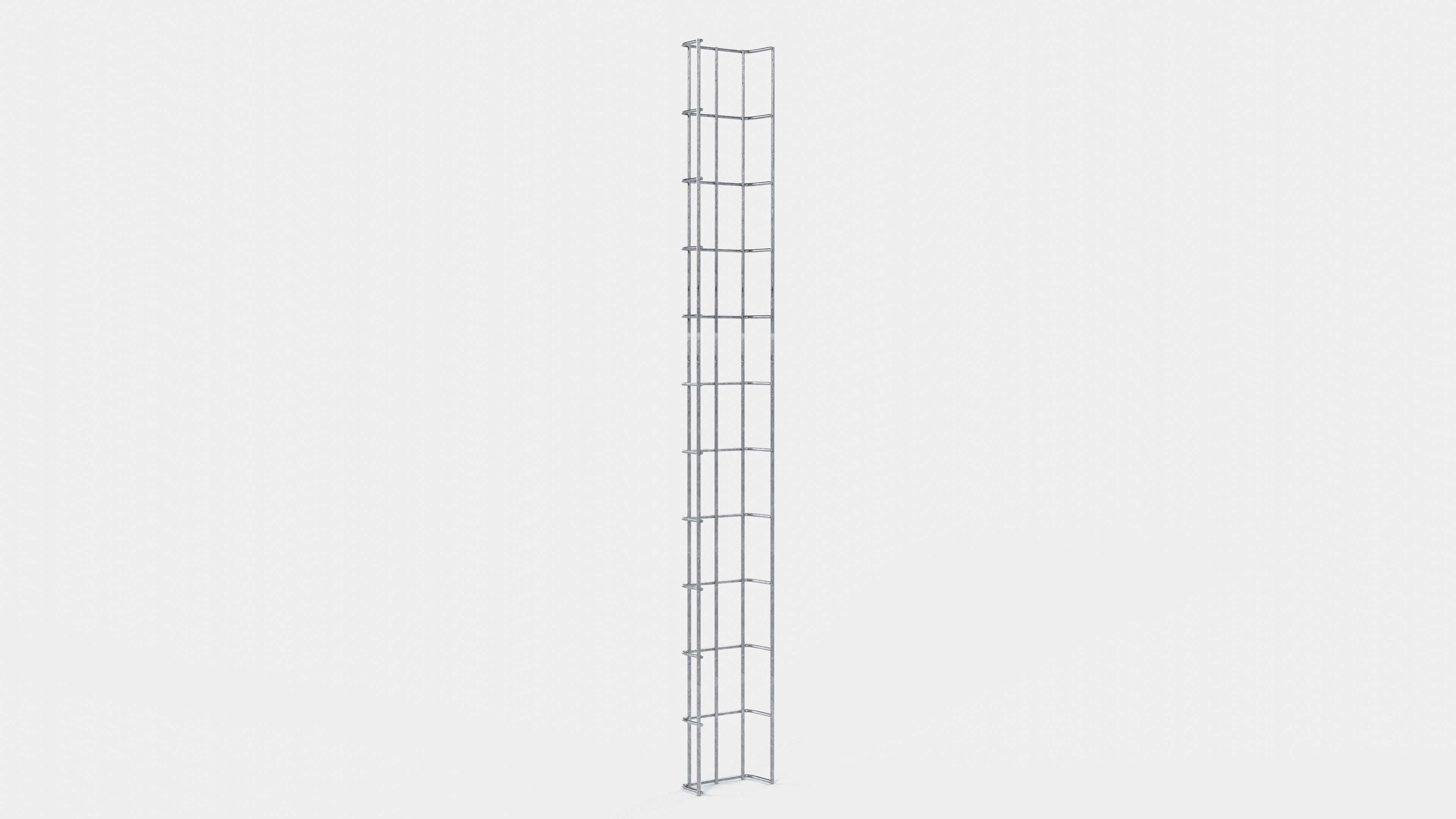 Altura da treliça 110 cm, profundidade 5 cm, tamanho da malha 5 x 10 cm