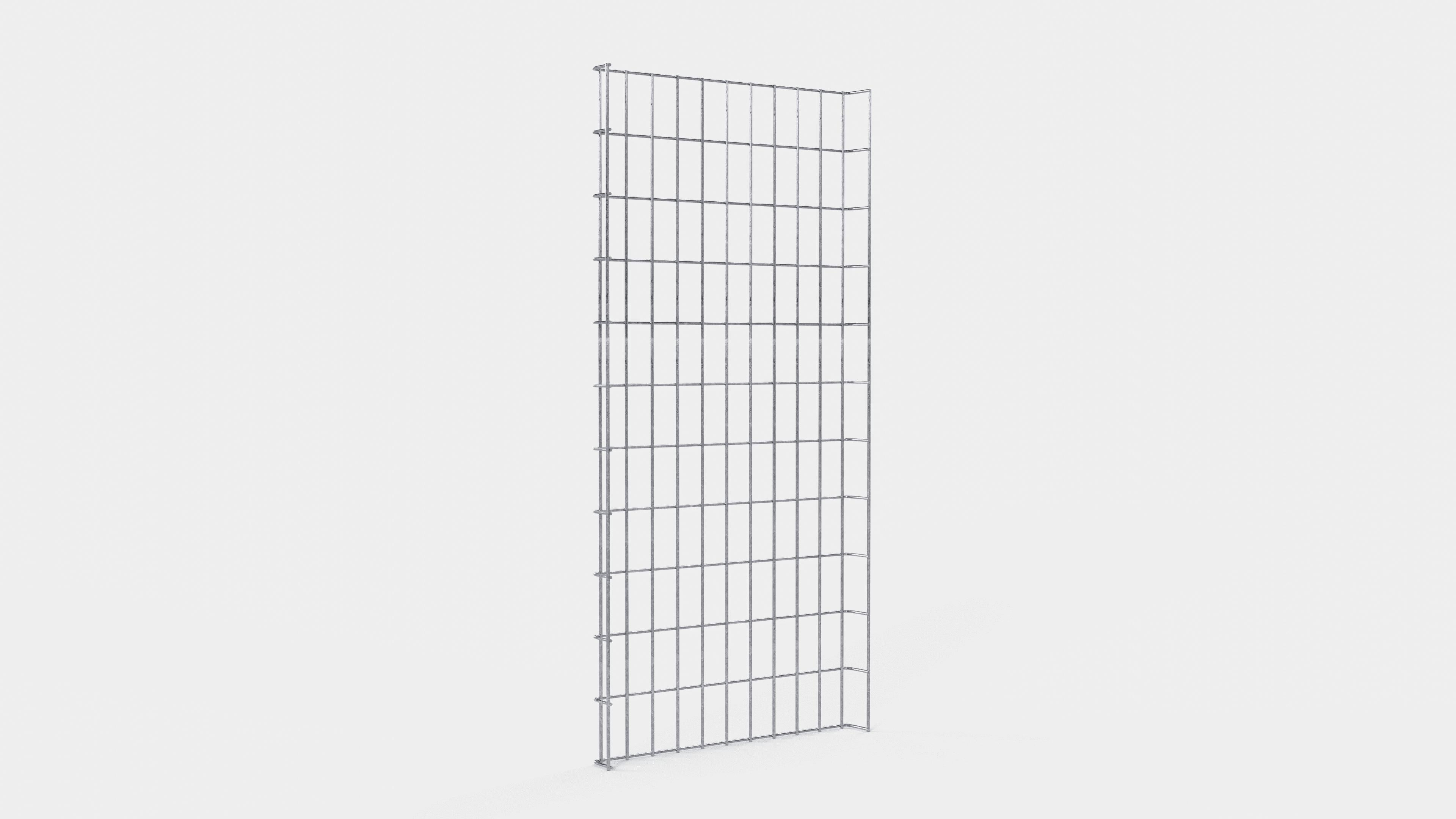 Altura da treliça 110 cm, profundidade 5 cm, tamanho da malha 5 x 10 cm