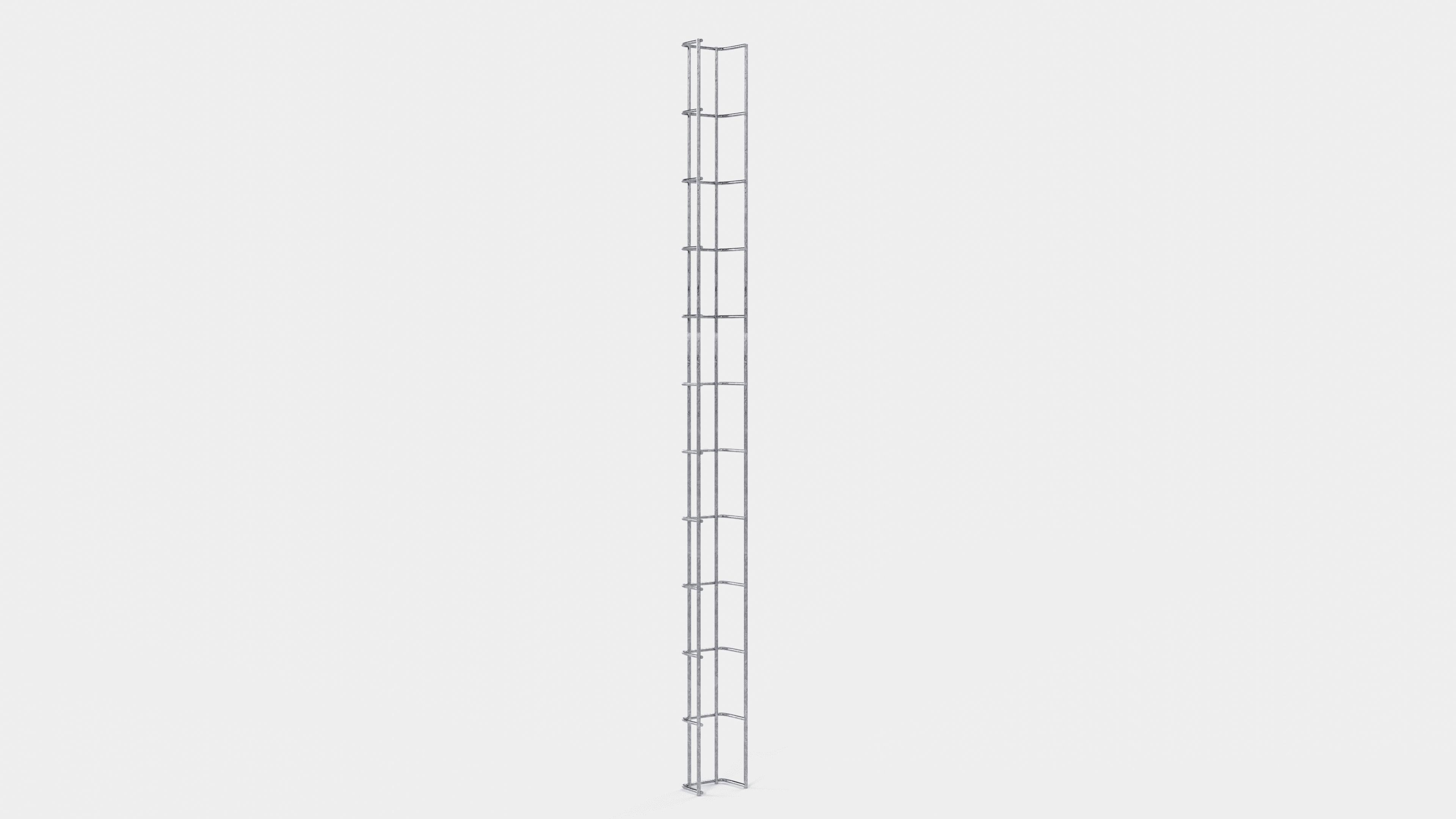 Altura da treliça 110 cm, profundidade 5 cm, tamanho da malha 5 x 10 cm