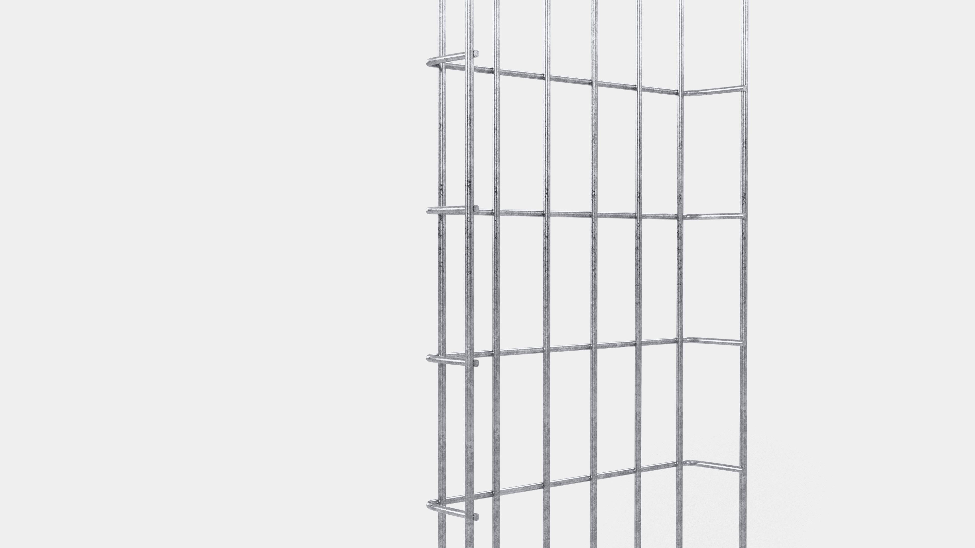Altura da treliça 110 cm, profundidade 5 cm, tamanho da malha 5 x 10 cm