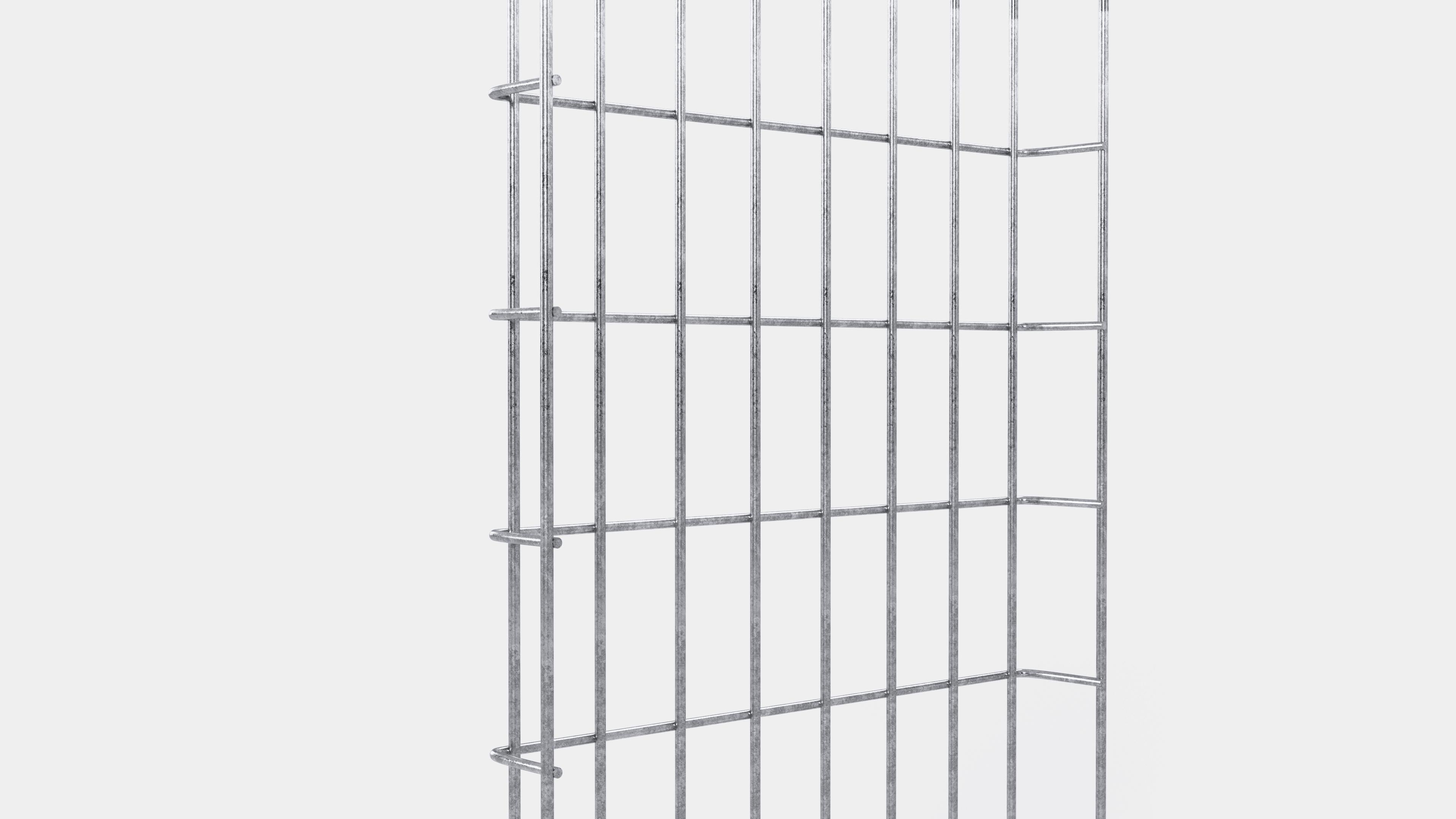 Altura da treliça 110 cm, profundidade 5 cm, tamanho da malha 5 x 10 cm