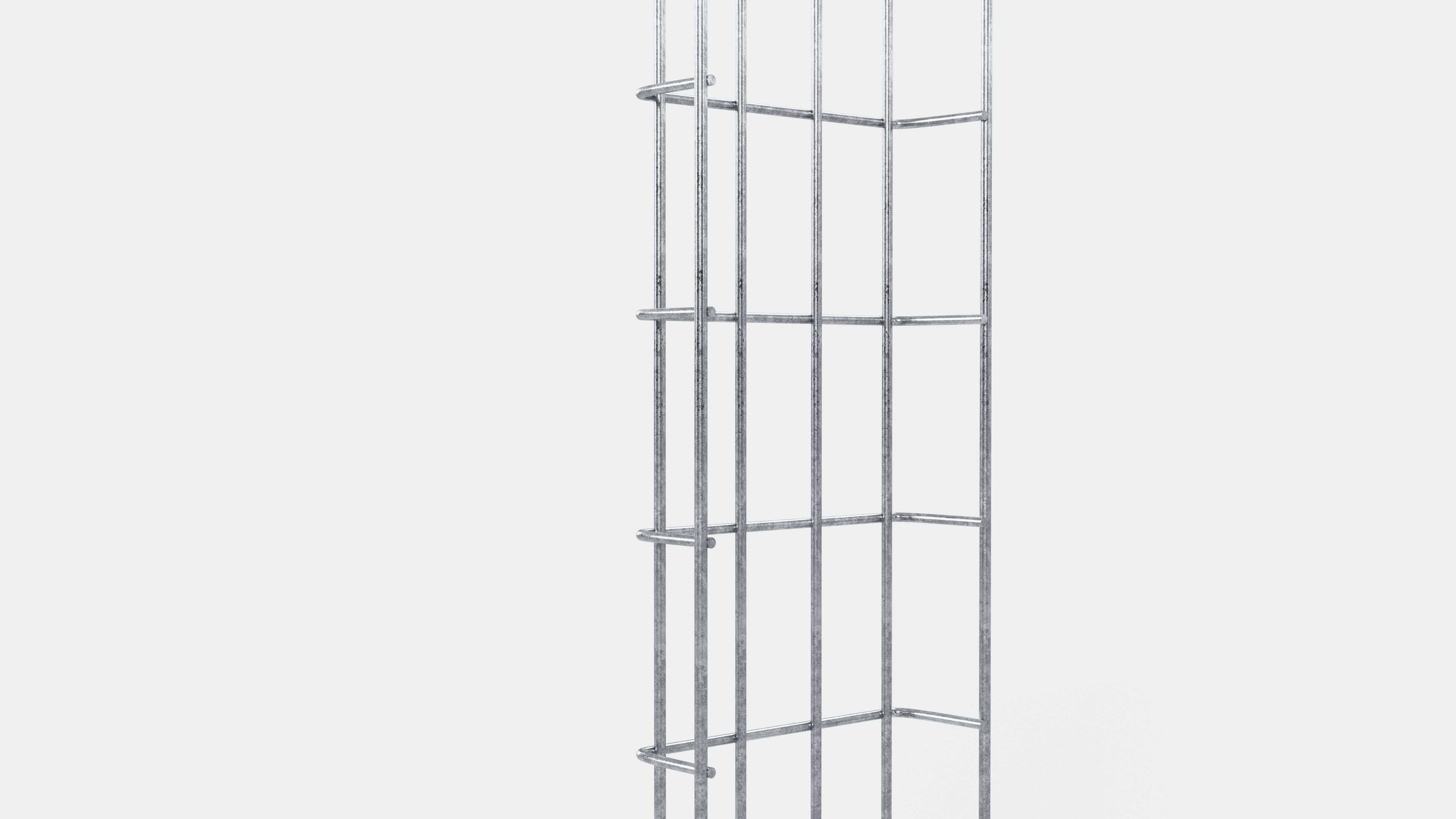 Altura da treliça 110 cm, profundidade 5 cm, tamanho da malha 5 x 10 cm