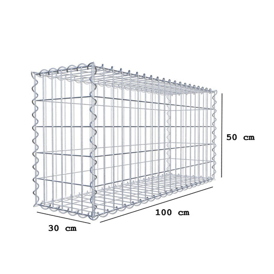 Economy set 3x Gabion 100 cm x 50 cm x 30 cm (L x H x D), mesh size 5 cm x 10 cm, spiral