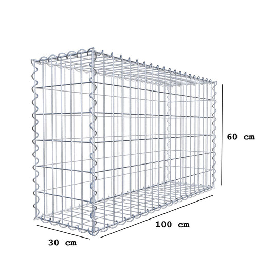 Gabion 100 cm x 60 cm x 30 cm (L x H x P), mailles 5 cm x 10 cm, spirale