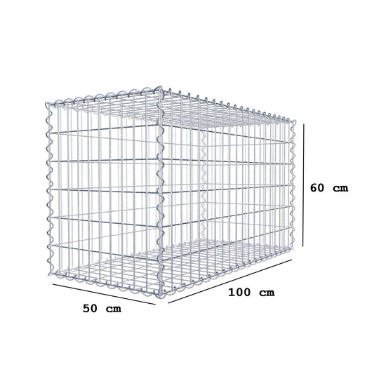 Gabion 100 cm x 60 cm x 50 cm (L x H x P), mailles 5 cm x 10 cm, spirale