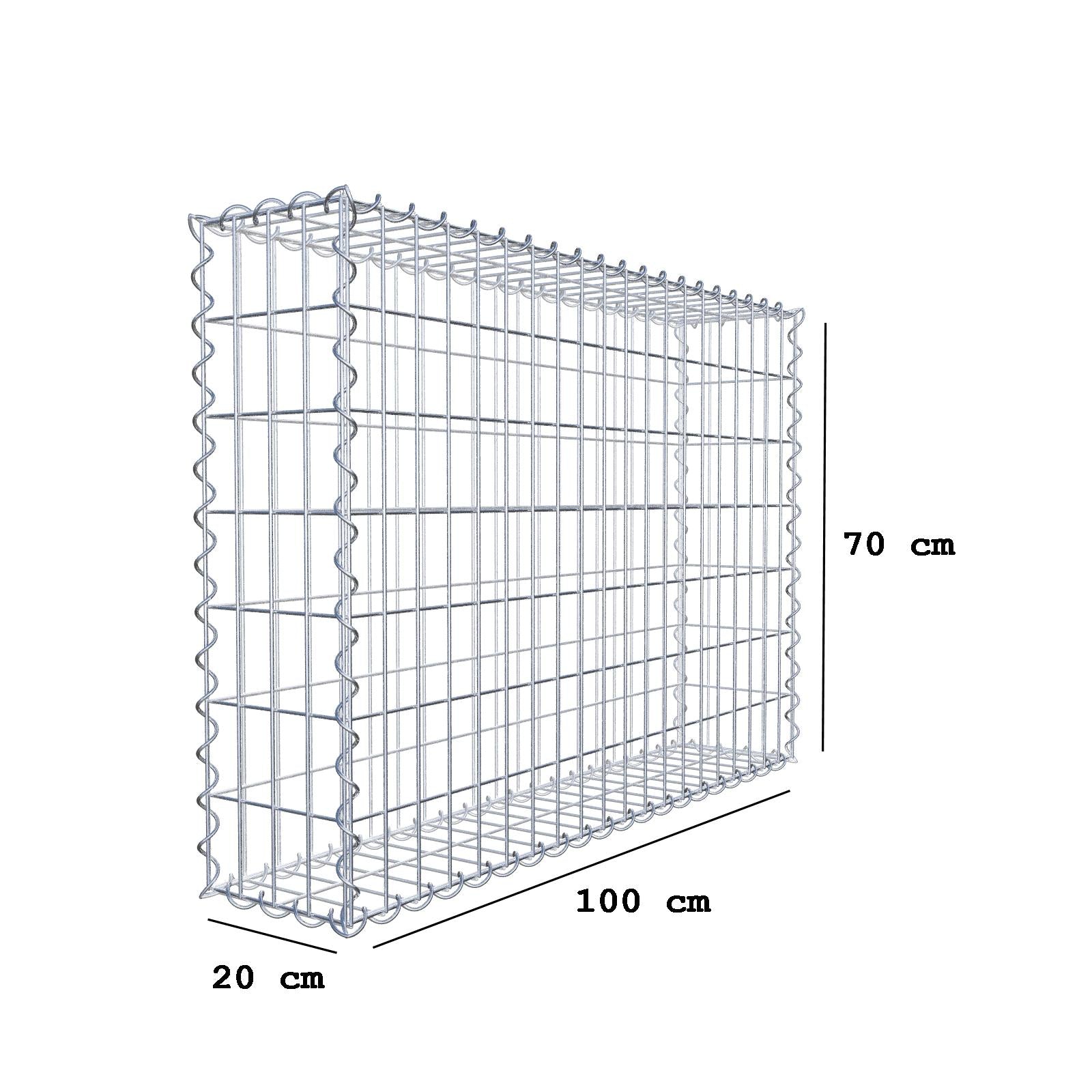 Schanskorf 100 cm x 70 cm x 20 cm (L x H x D), maaswijdte 5 cm x 10 cm, spiraalvormig