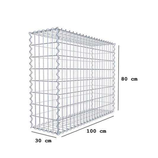 Gabion 100 cm x 80 cm x 30 cm (L x H x D), mesh size 5 cm x 10 cm, spiral
