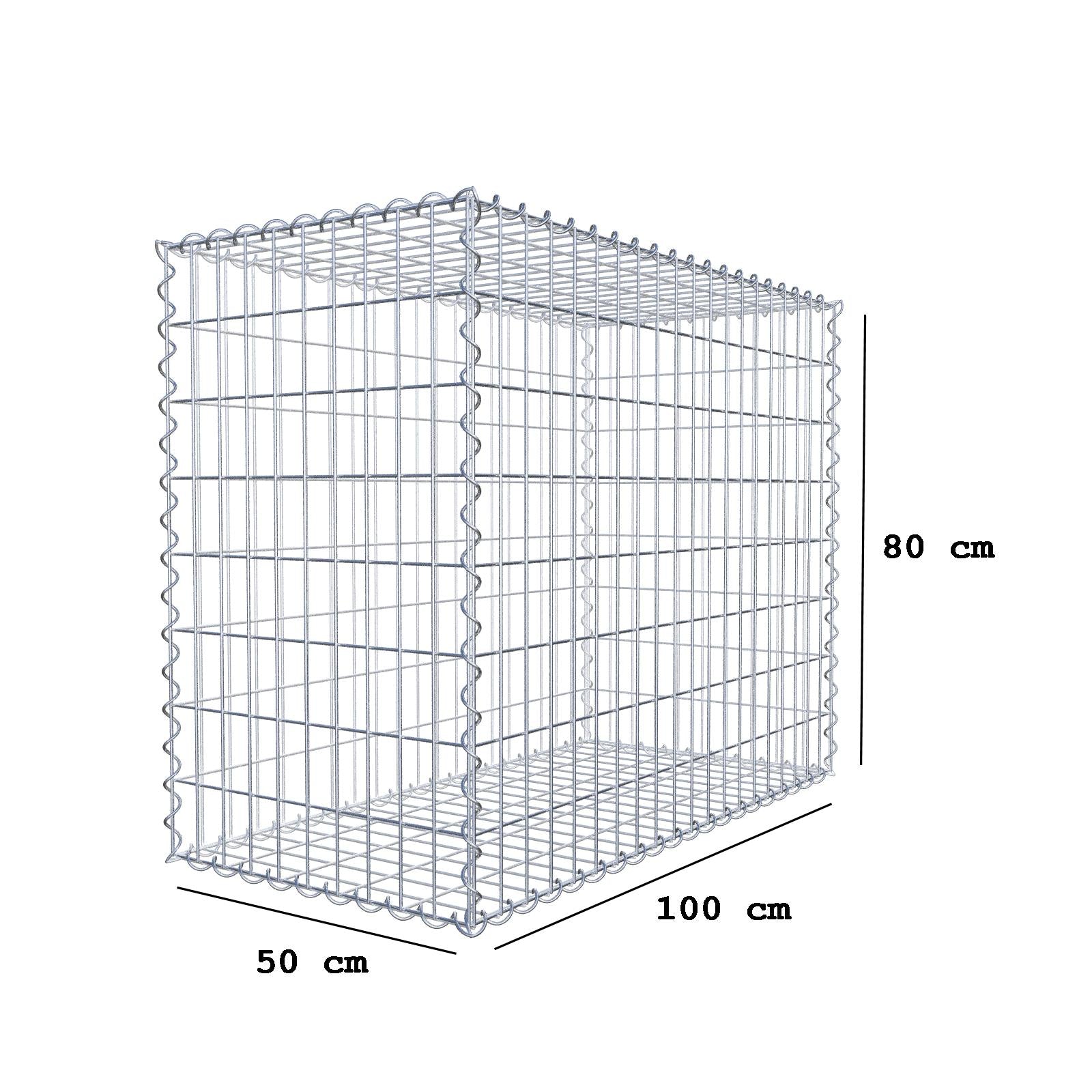 Gabion 100 cm x 80 cm x 50 cm (L x H x P), mailles 5 cm x 10 cm, spirale