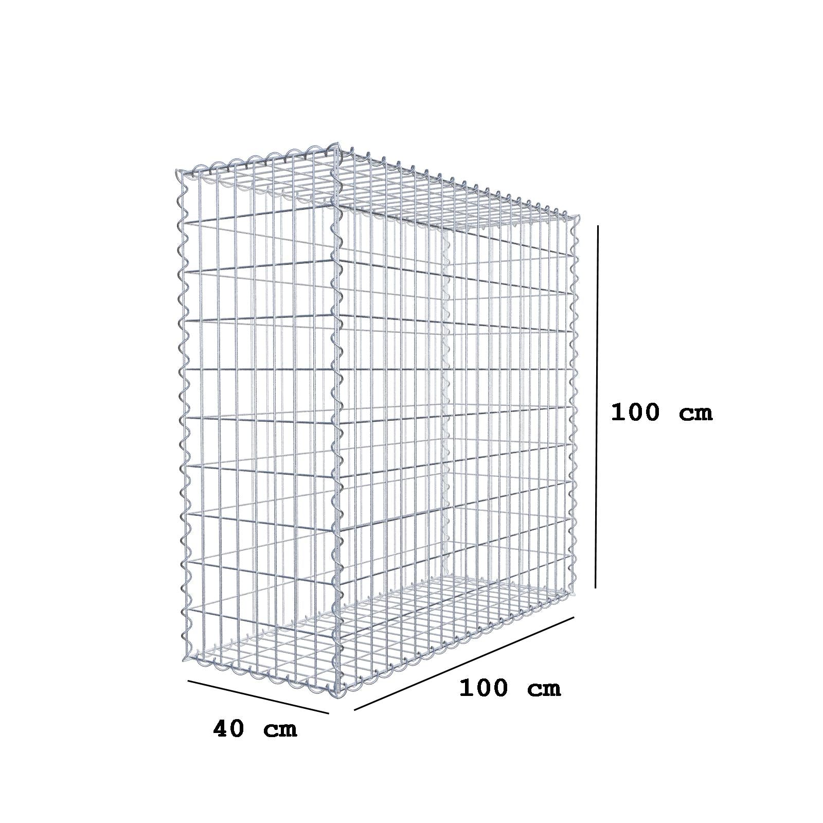 Gabbione 100 cm x 100 cm x 40 cm (L x H x P), maglia 5 cm x 10 cm, spirale