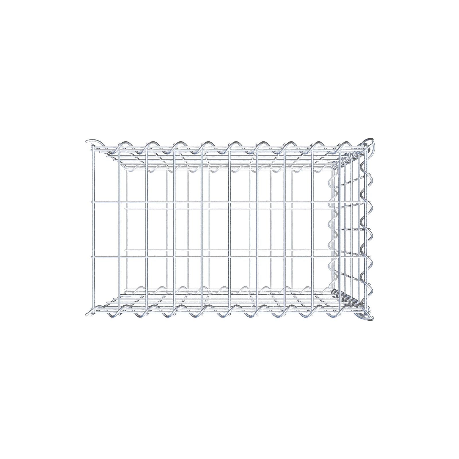 Gabião tipo 2 50 cm x 50 cm x 30 cm (C x A x P), malhagem 5 cm x 10 cm, espiral