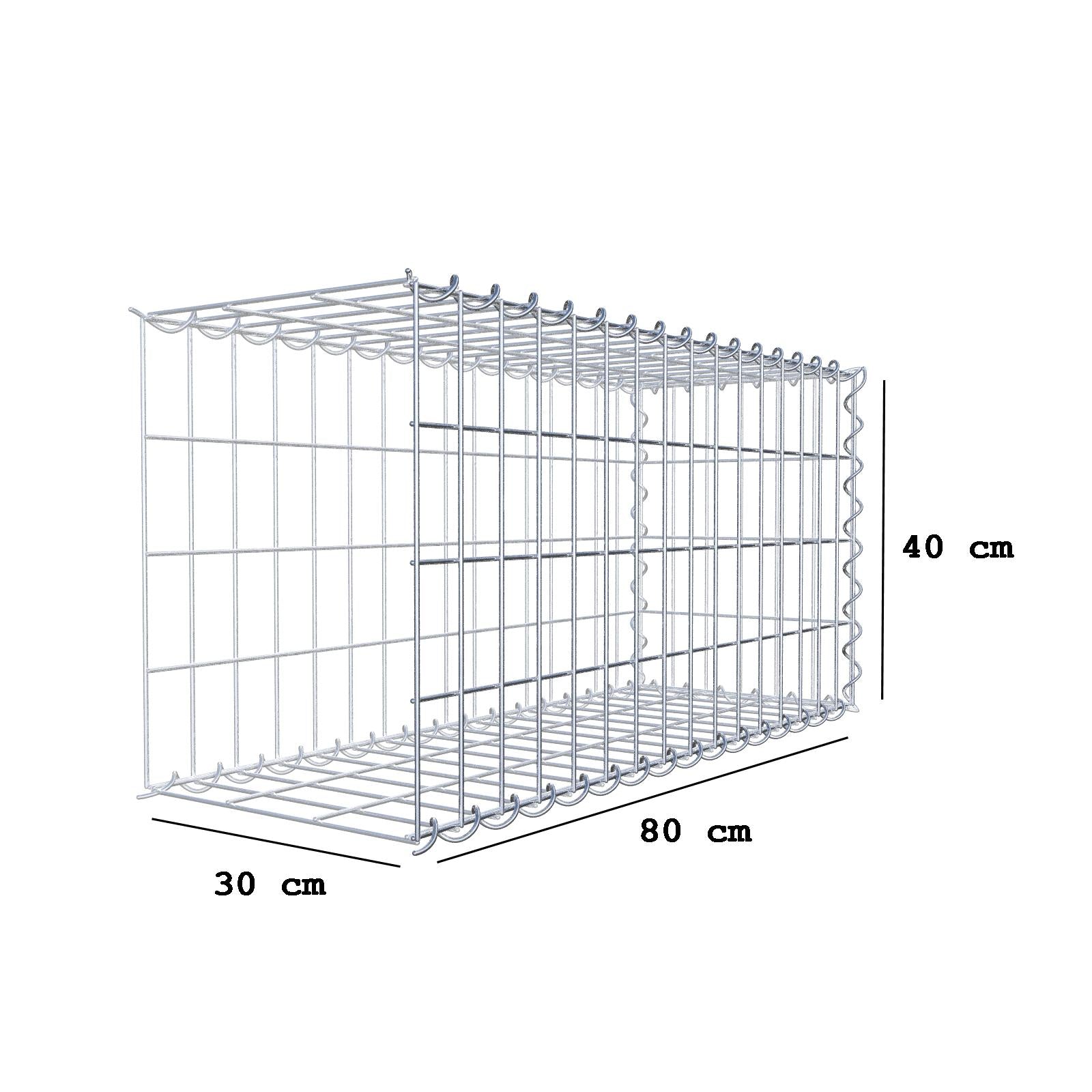 Anbaugabione Typ 2 80 cm x 40 cm x 30 cm (L x H x T), Maschenweite 5 cm x 10 cm, Spirale