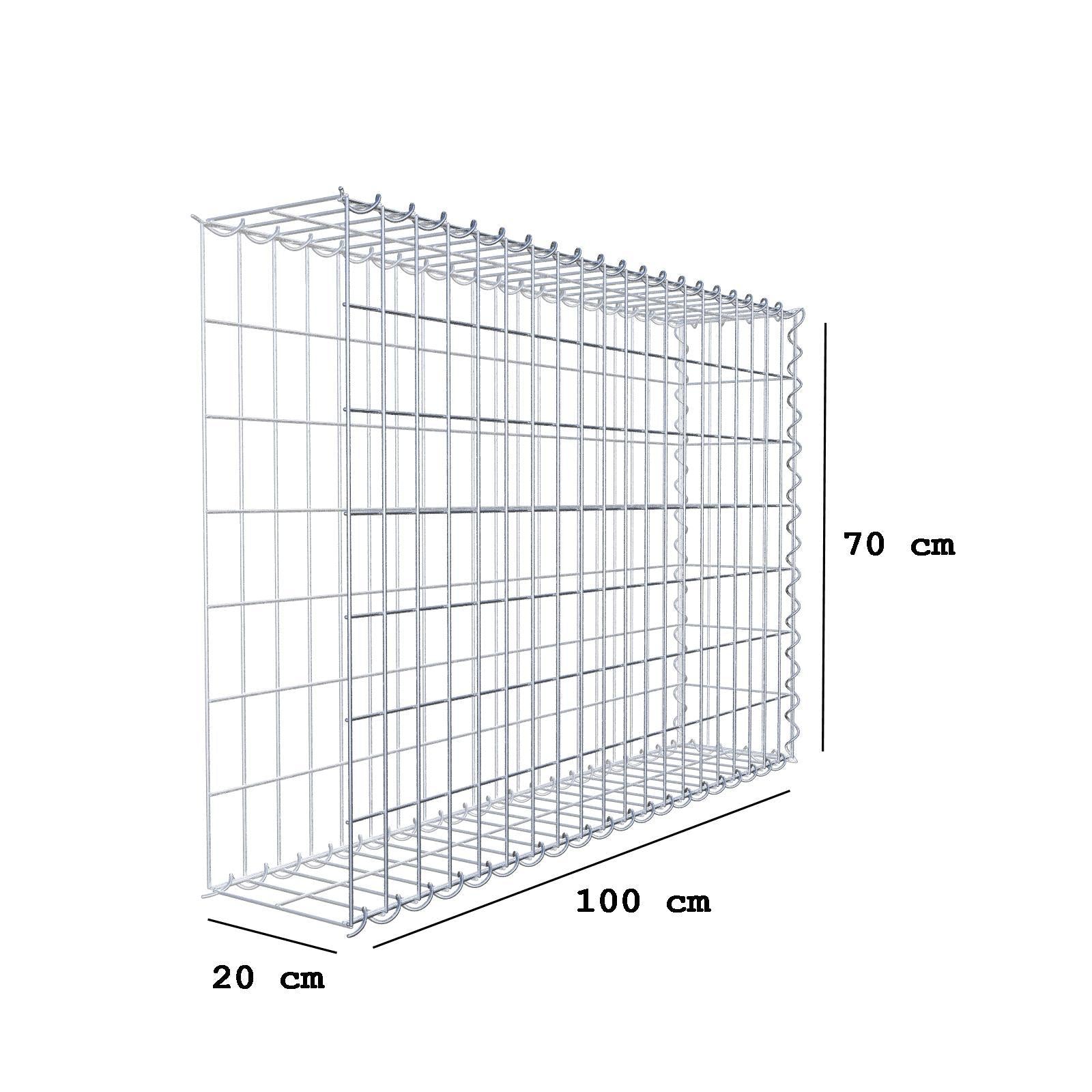 Extra gabion typ 2 100 cm x 70 cm x 20 cm (L x H x D), maskstorlek 5 cm x 10 cm, spiral