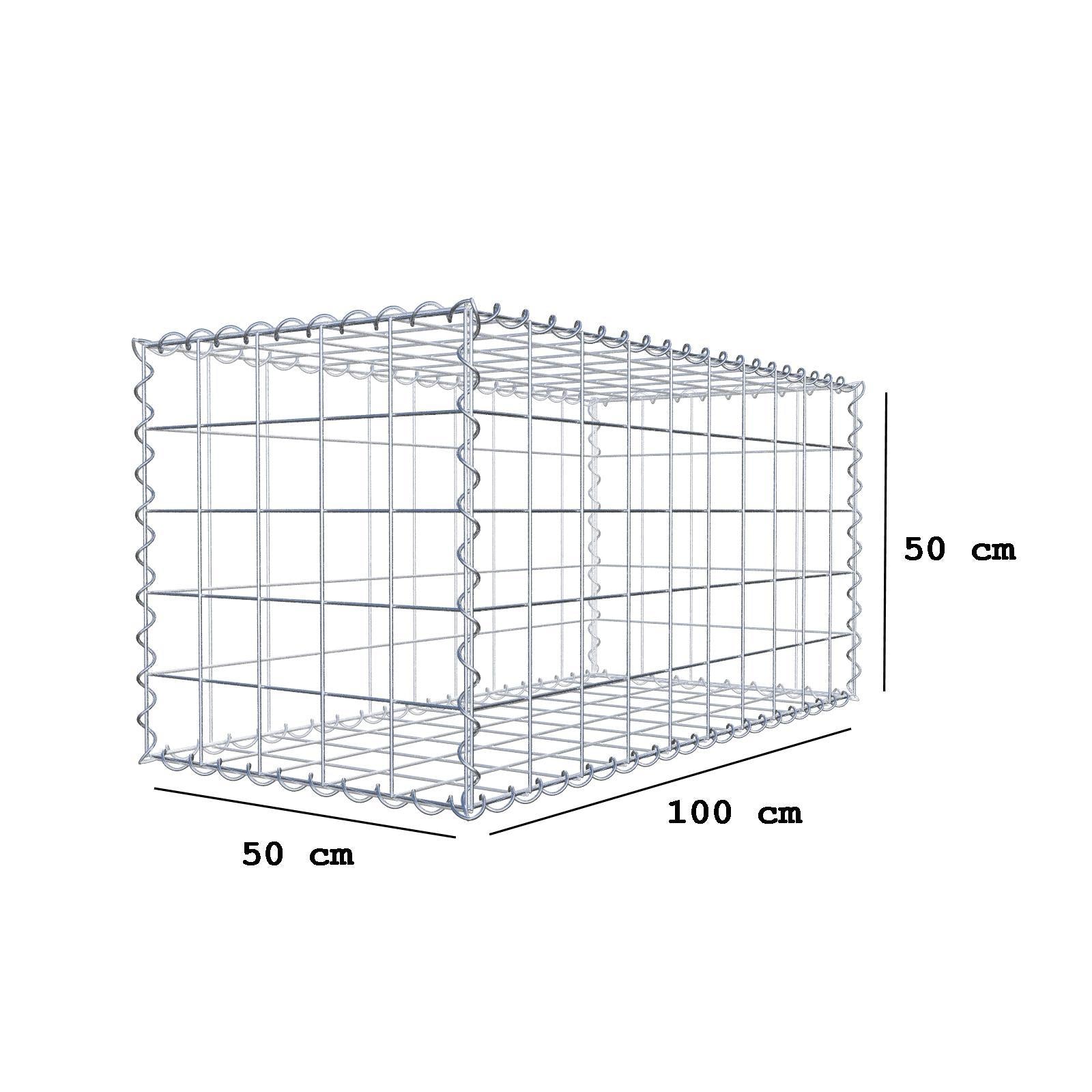 Gabion 100 cm x 50 cm x 50 cm (L x H x D), maskstorlek 10 cm x 10 cm, spiral