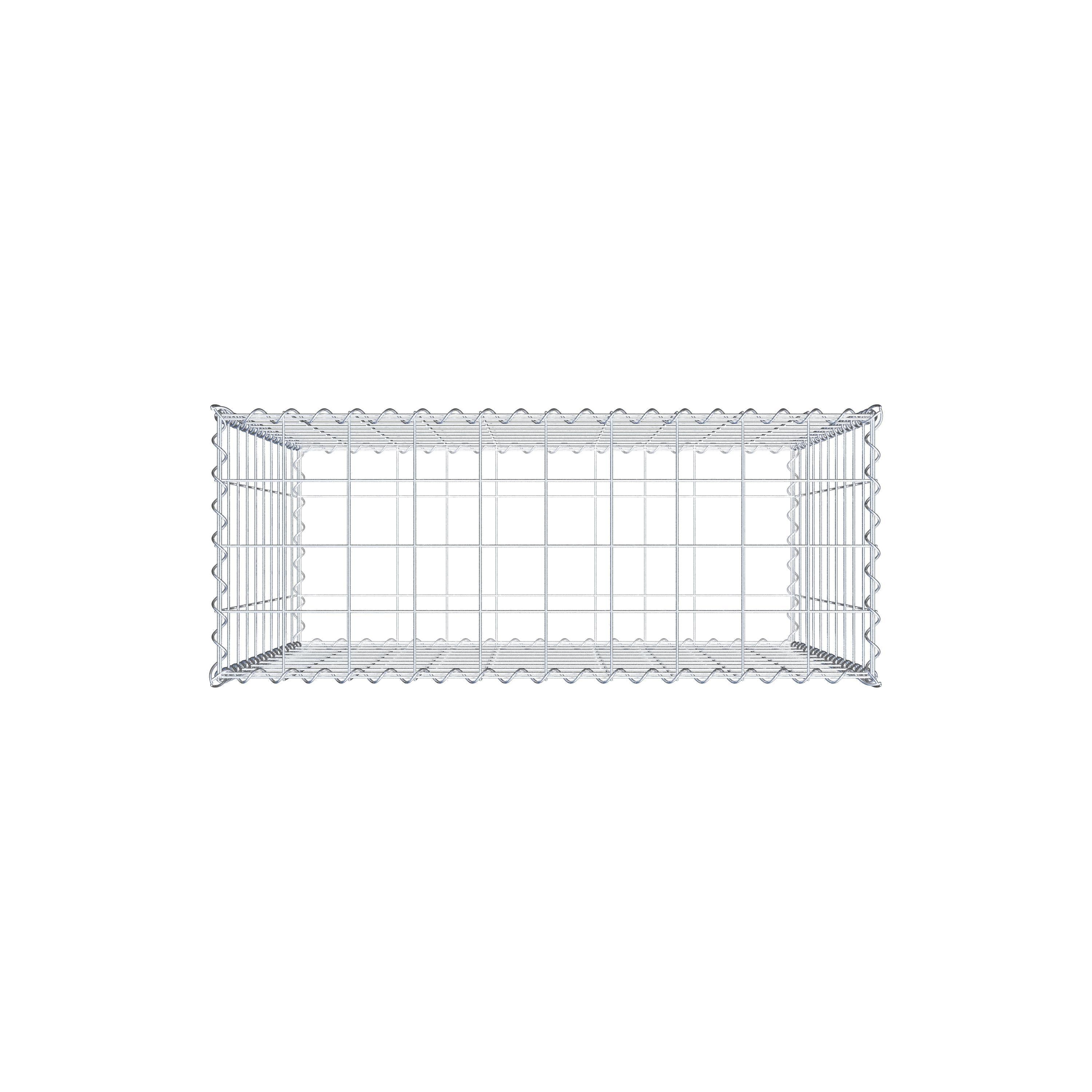 Schanskorf 100 cm x 100 cm x 40 cm (L x H x D), maaswijdte 10 cm x 10 cm, spiraalvormig