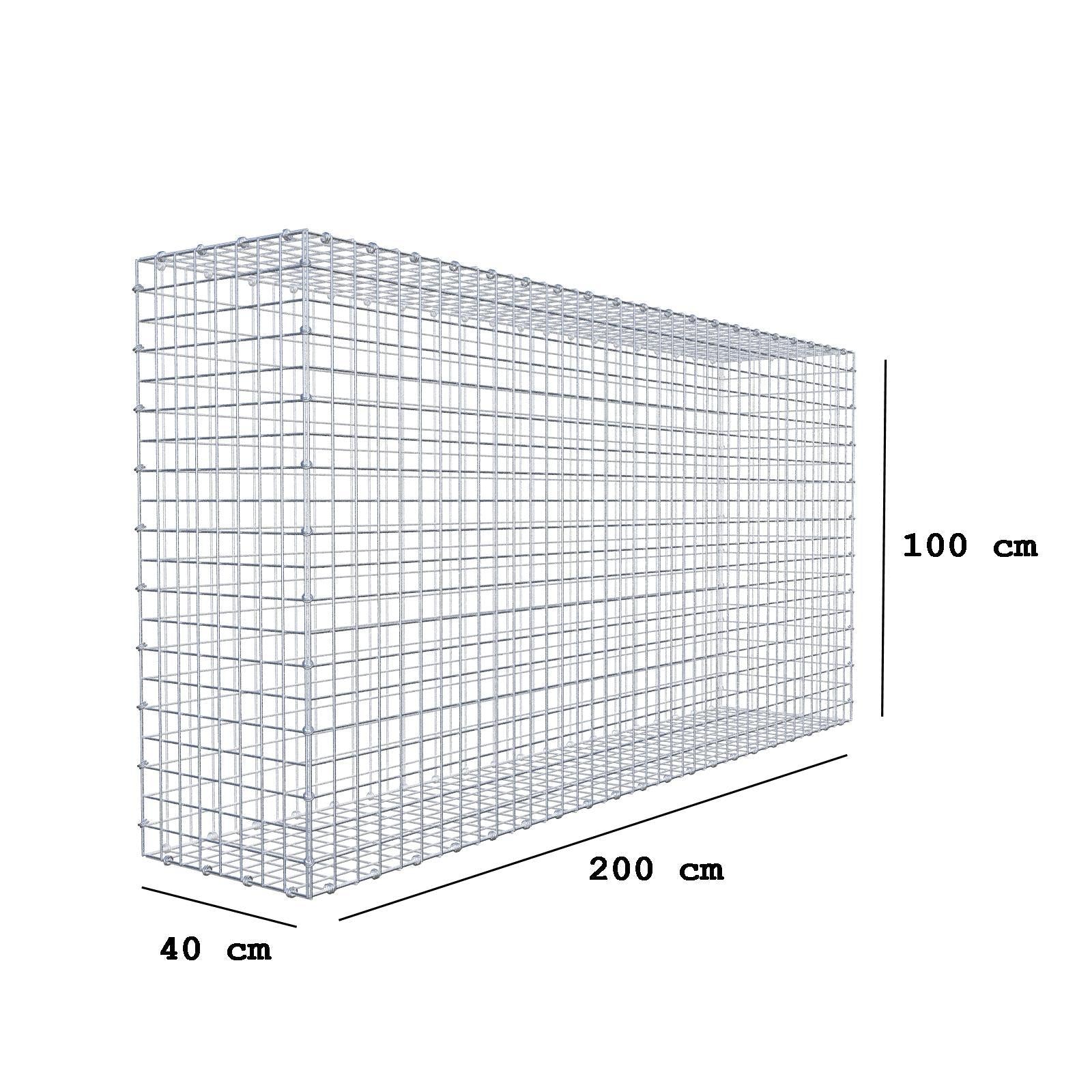 Gabbione 200 cm x 100 cm x 40 cm (L x H x P), maglia 5 x 5 cm, anello a spirale
