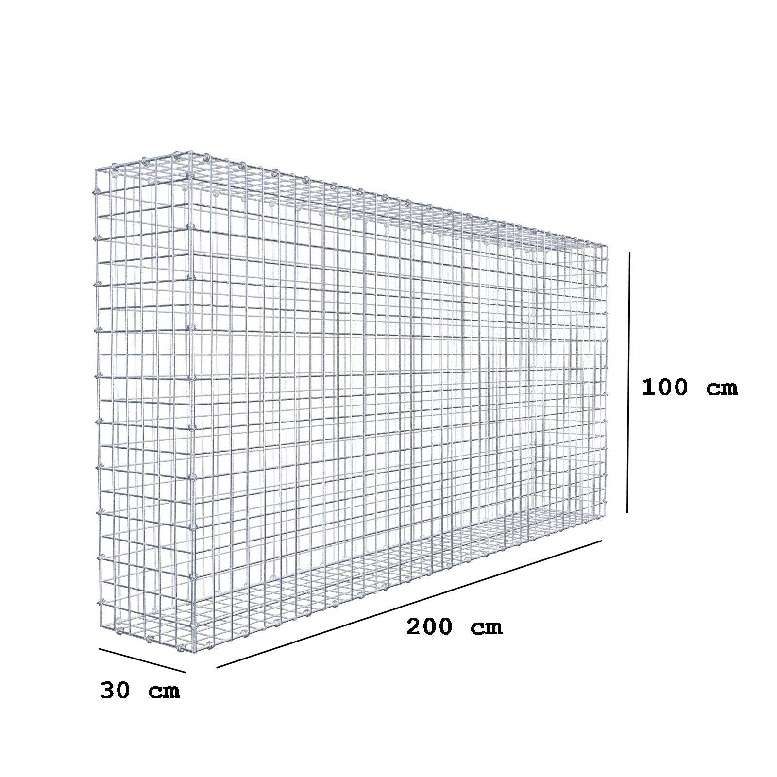Gabião 200 cm x 100 cm x 30 cm (C x A x P), malhagem 5 x 5 cm, anel espiral