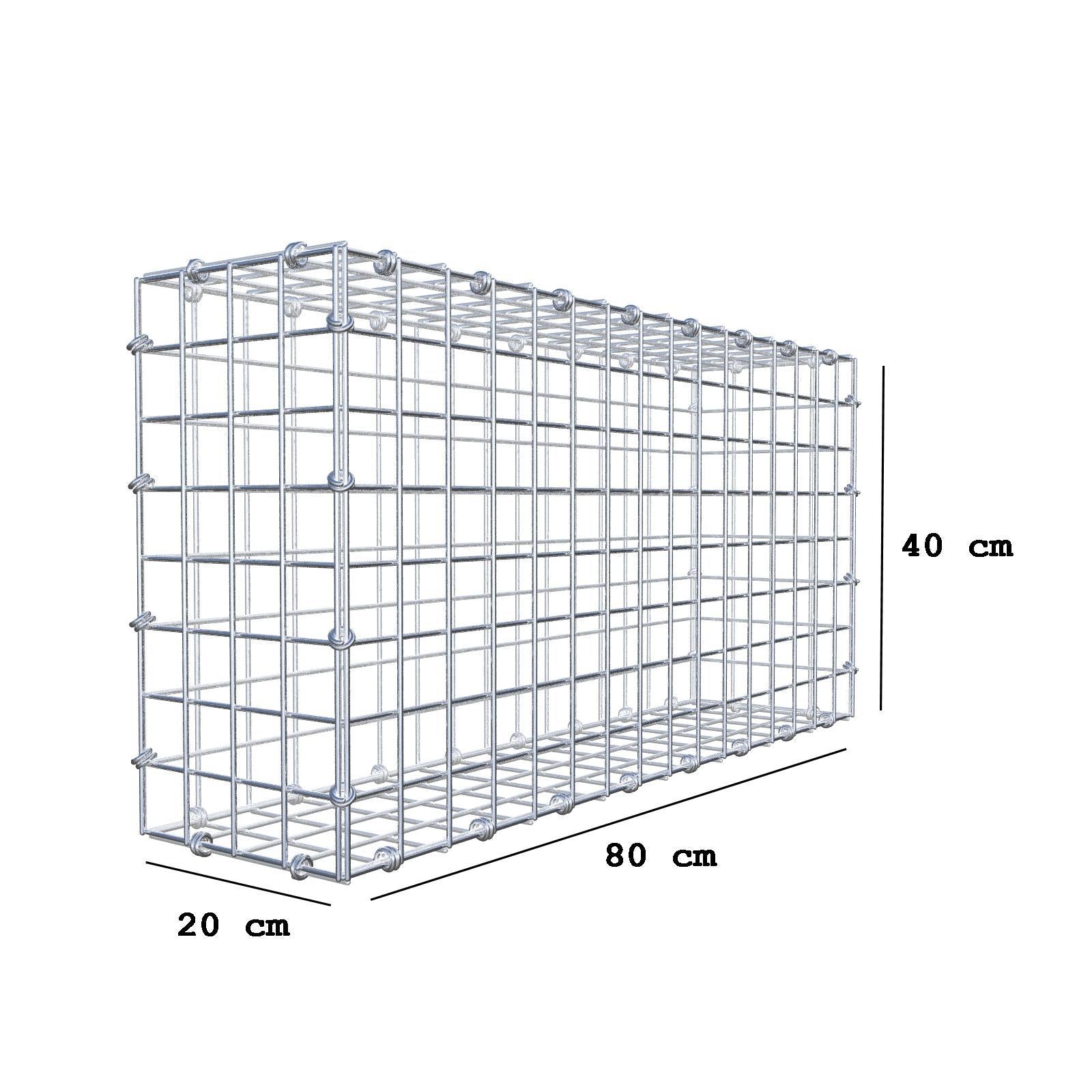 Gabion 80 cm x 40 cm x 20 cm (L x H x D), maskstorlek 5 x 5 cm, spiralring