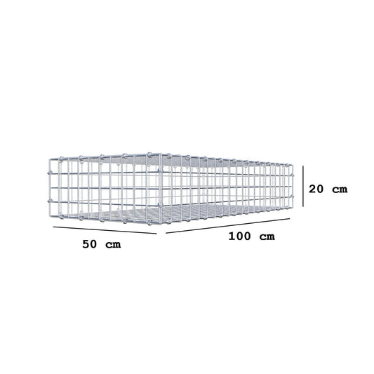 Gabione 100 cm x 20 cm x 50 cm (L x H x T), Maschenweite 5 x 5 cm, Spiralring