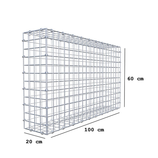 Gabion 100 cm x 60 cm x 20 cm (L x H x P), mailles 5 x 5 cm, anneau en spirale