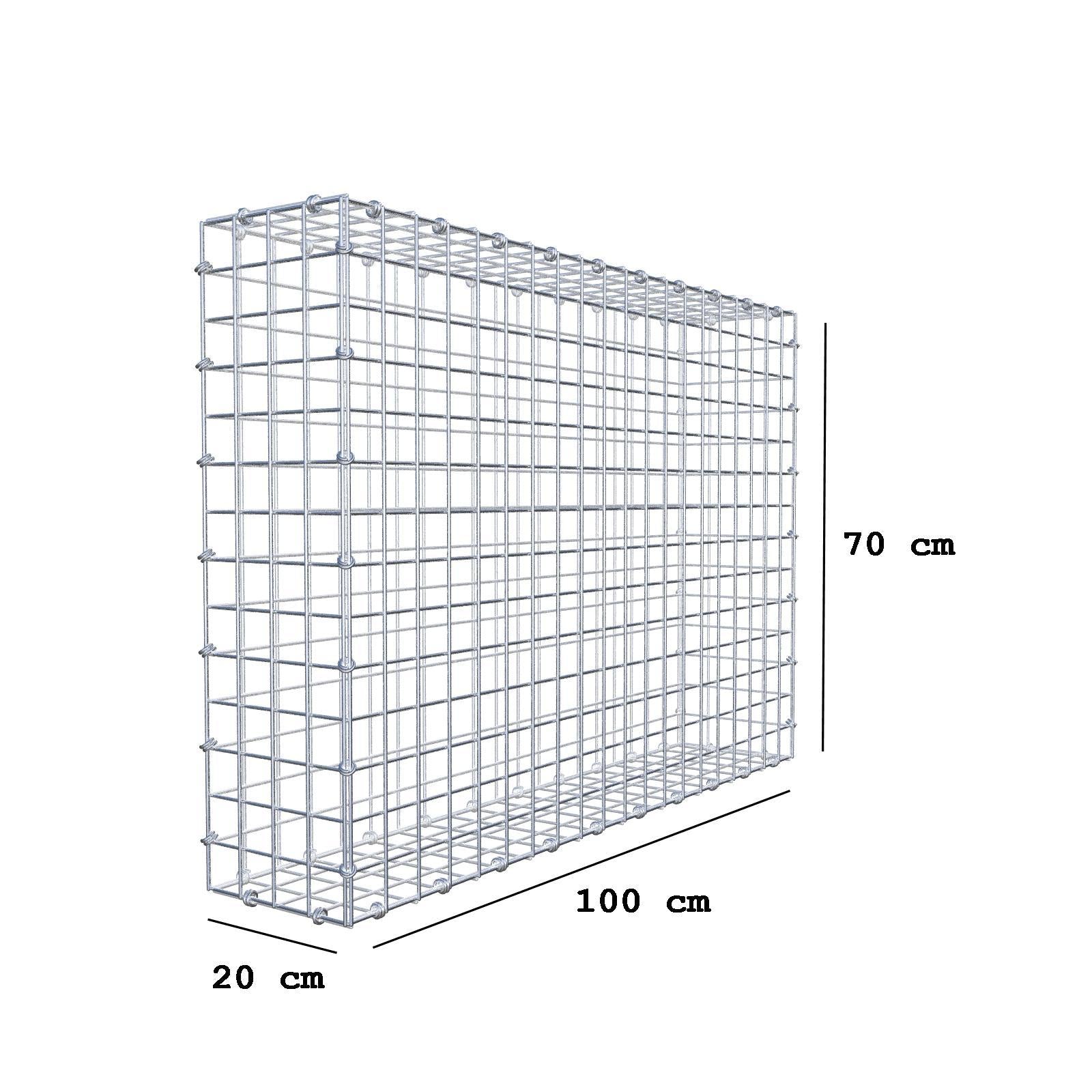 Gabião 100 cm x 70 cm x 20 cm (C x A x P), malhagem 5 x 5 cm, anel espiral