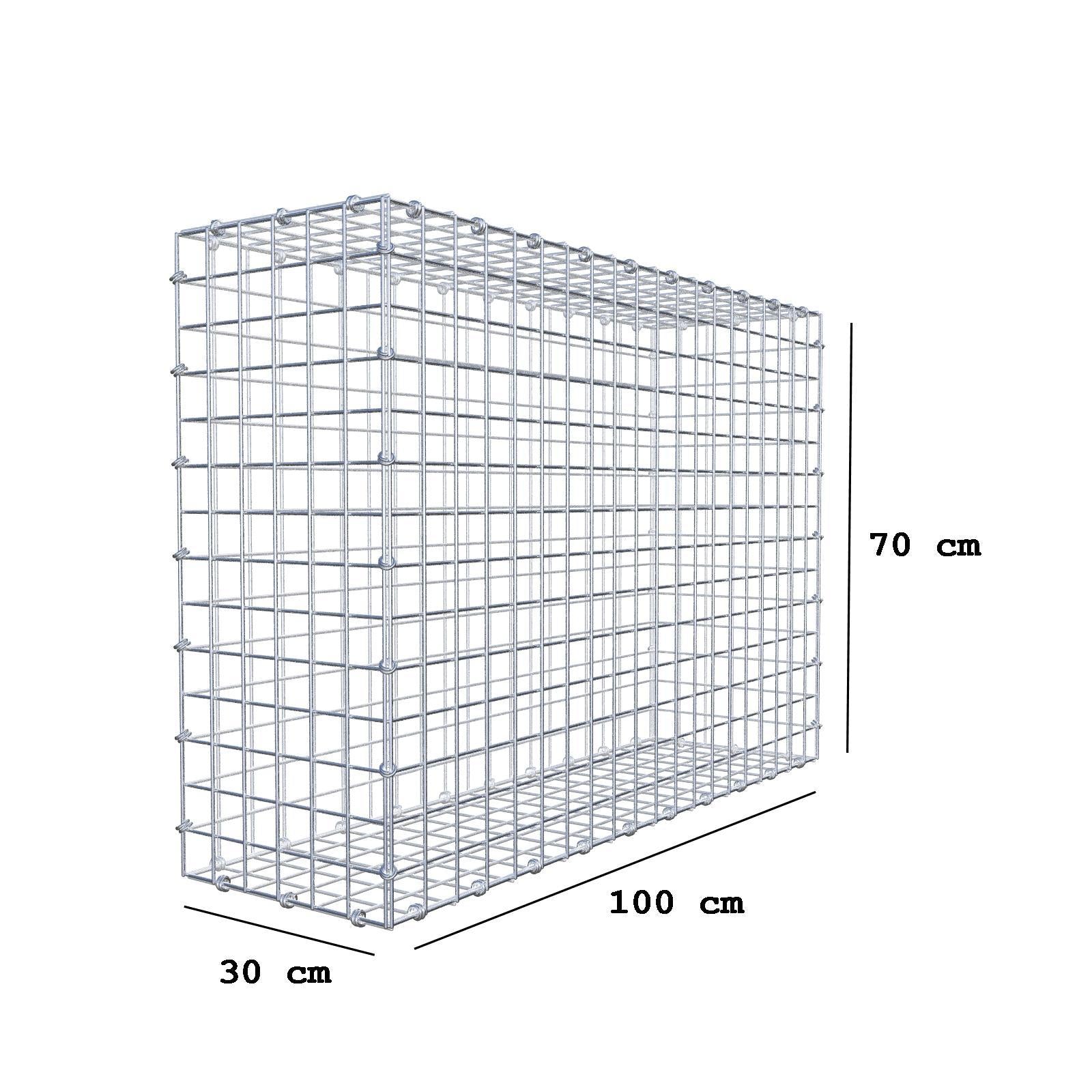 Gabião 100 cm x 70 cm x 30 cm (C x A x P), malhagem 5 x 5 cm, anel espiral