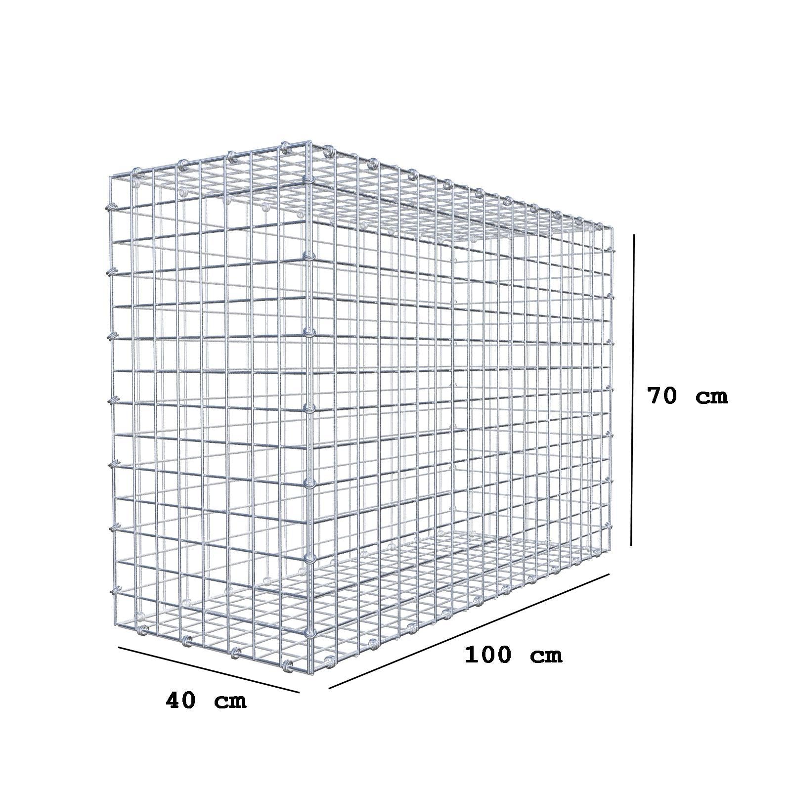 Gabião 100 cm x 70 cm x 40 cm (C x A x P), malhagem 5 x 5 cm, anel espiral