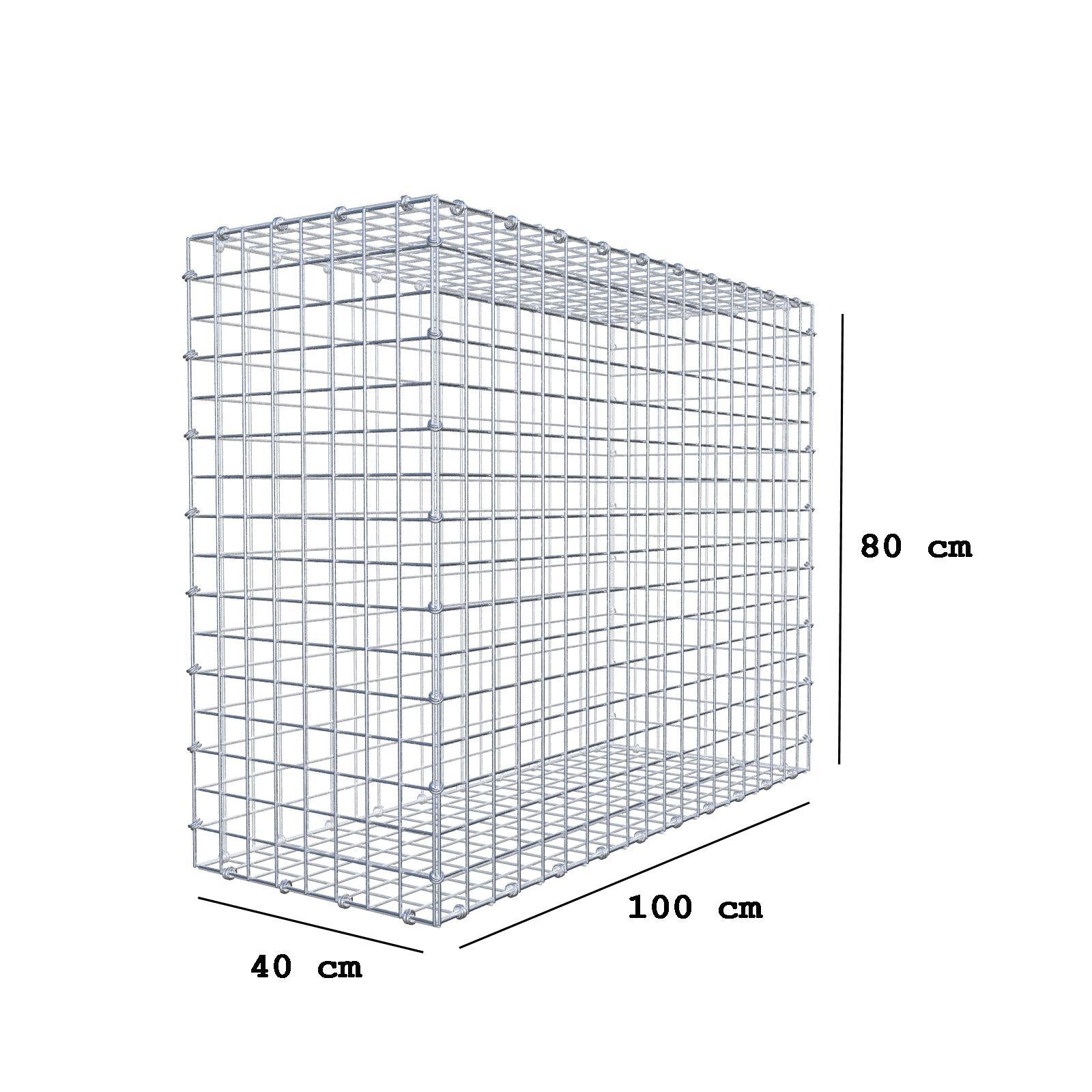 Gabião 100 cm x 80 cm x 40 cm (C x A x P), malhagem 5 x 5 cm, anel espiral