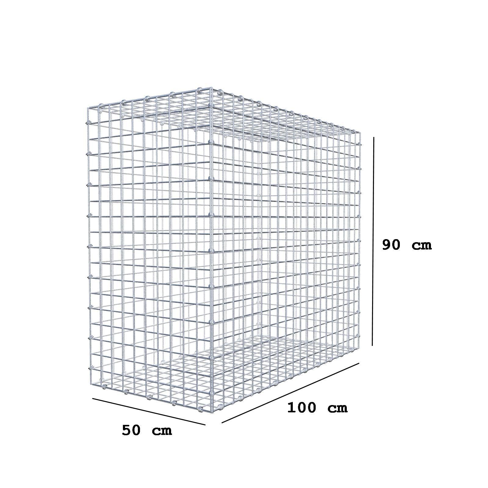 Gabião 100 cm x 90 cm x 50 cm (C x A x P), malhagem 5 x 5 cm, anel espiral
