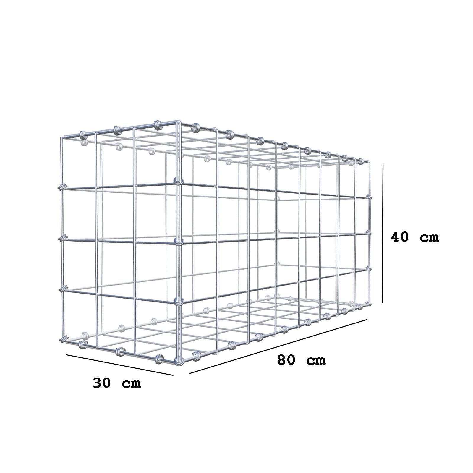 Gabião 80 cm x 40 cm x 30 cm (C x A x P), malhagem 10 x 10 cm, anel espiral