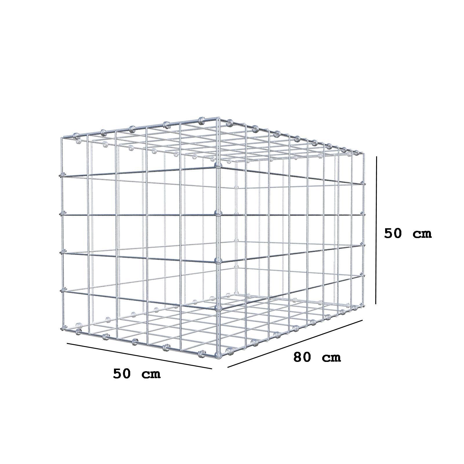Gabbione 80 cm x 50 cm x 50 cm (L x H x P), maglia 10 x 10 cm, anello a spirale