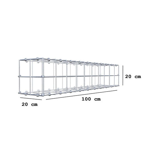 Gabione 100 cm x 20 cm x 20 cm (L x H x T), Maschenweite 10 x 10 cm, Spiralring