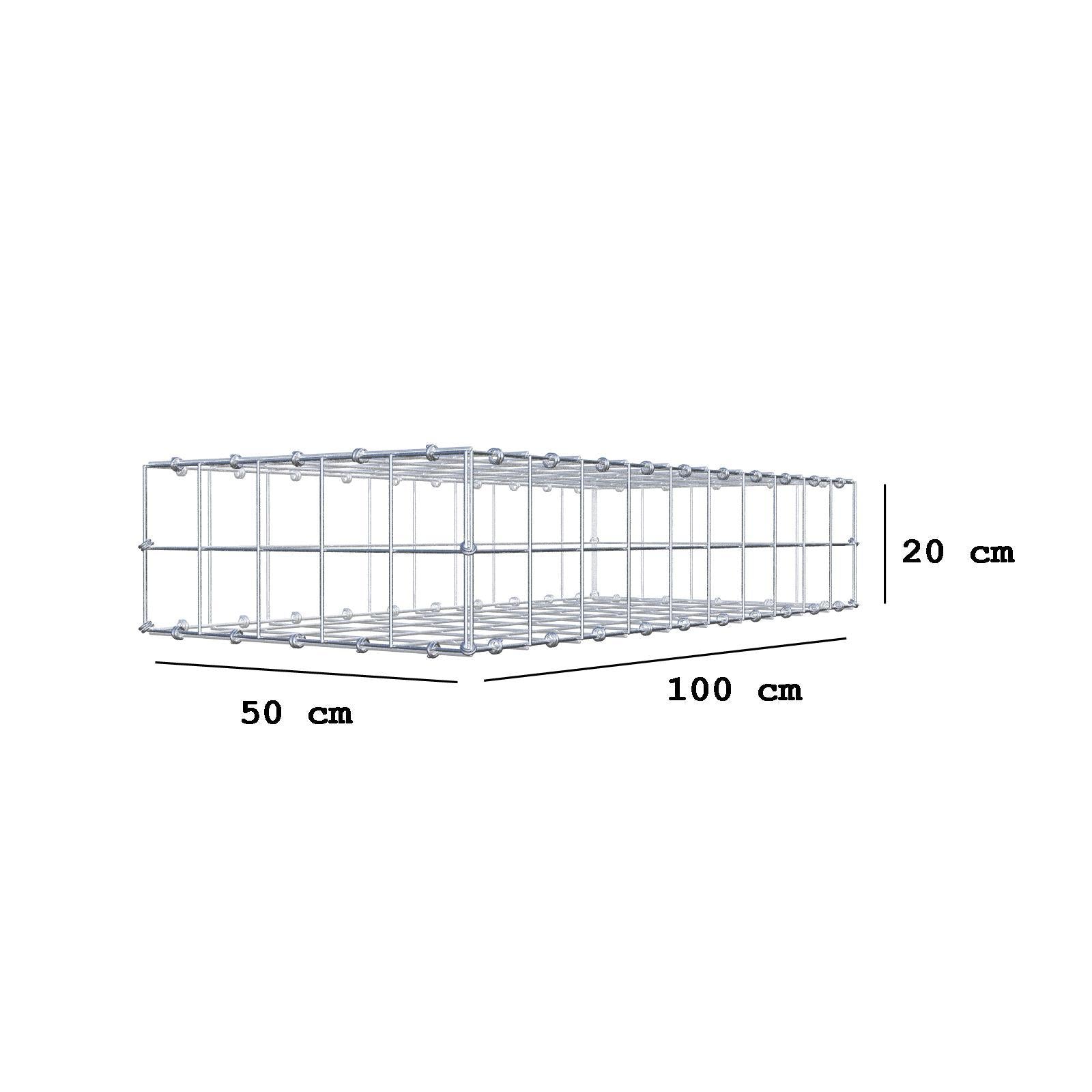Gabião 100 cm x 20 cm x 50 cm (C x A x P), malhagem 10 x 10 cm, anel espiral