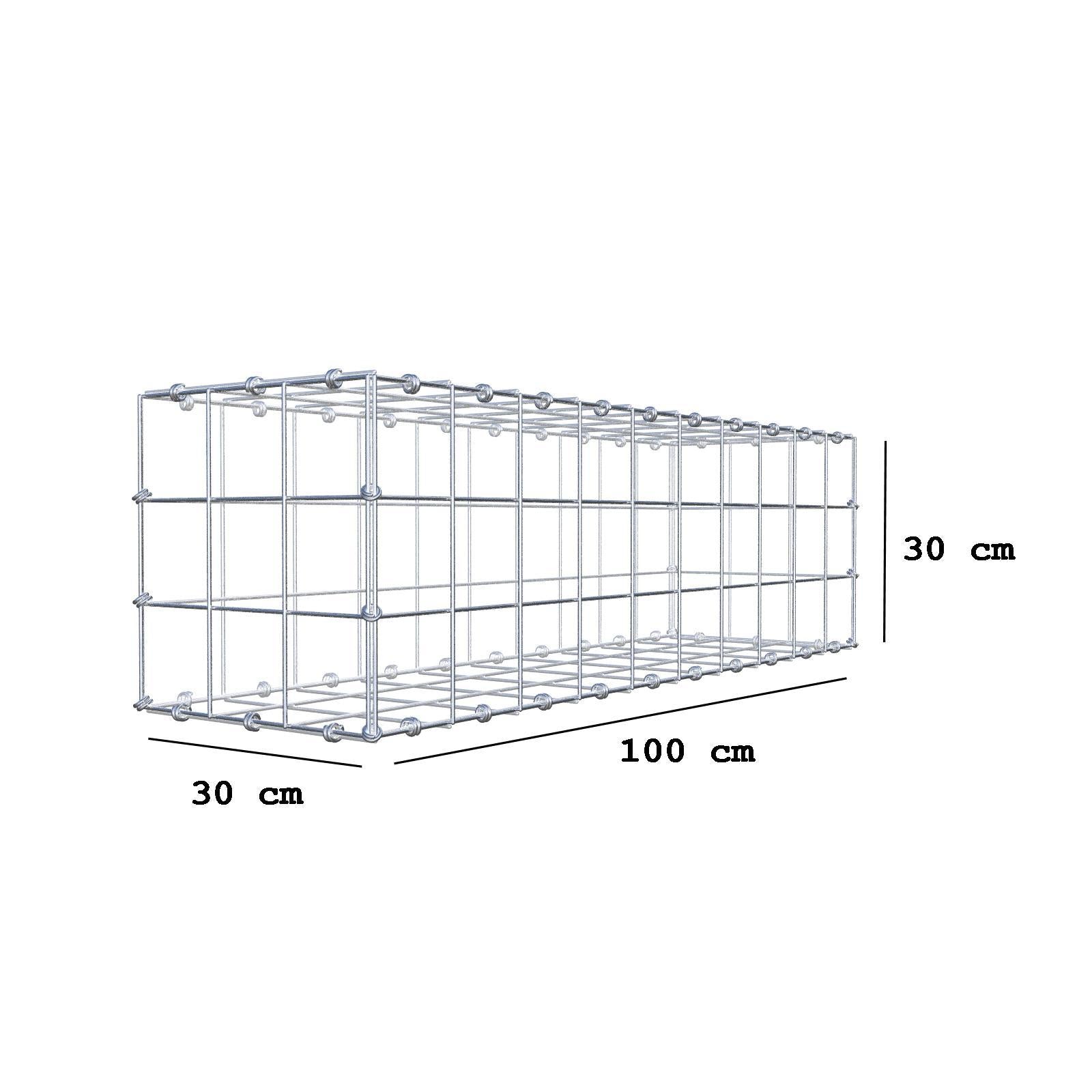 Gabion 100 cm x 30 cm x 30 cm (L x H x D), maskstorlek 10 x 10 cm, spiralring