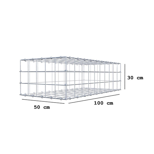 Gabbione 100 cm x 30 cm x 50 cm (L x H x P), maglia 10 x 10 cm, anello a spirale