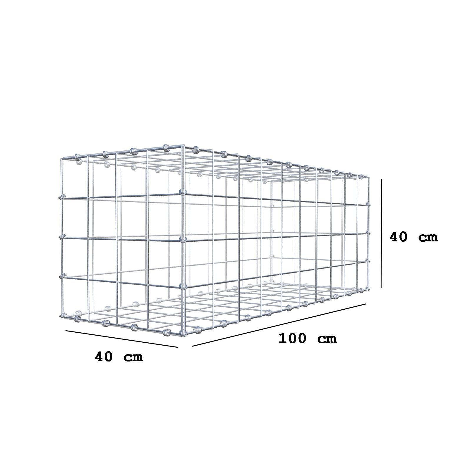 Gabião 100 cm x 40 cm x 40 cm (C x A x P), malhagem 10 x 10 cm, anel espiral