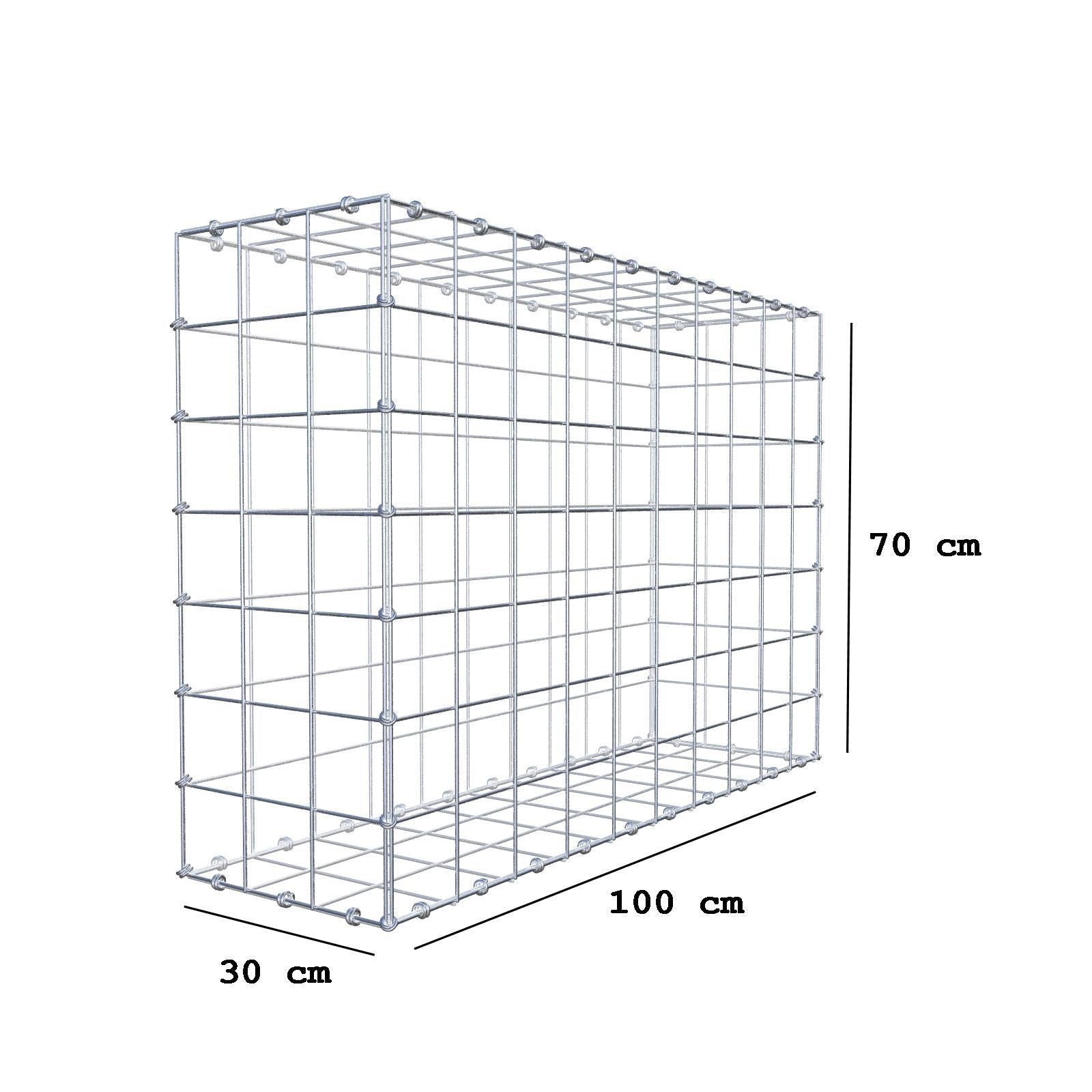 Gabião 100 cm x 70 cm x 30 cm (C x A x P), malhagem 10 x 10 cm, anel espiral