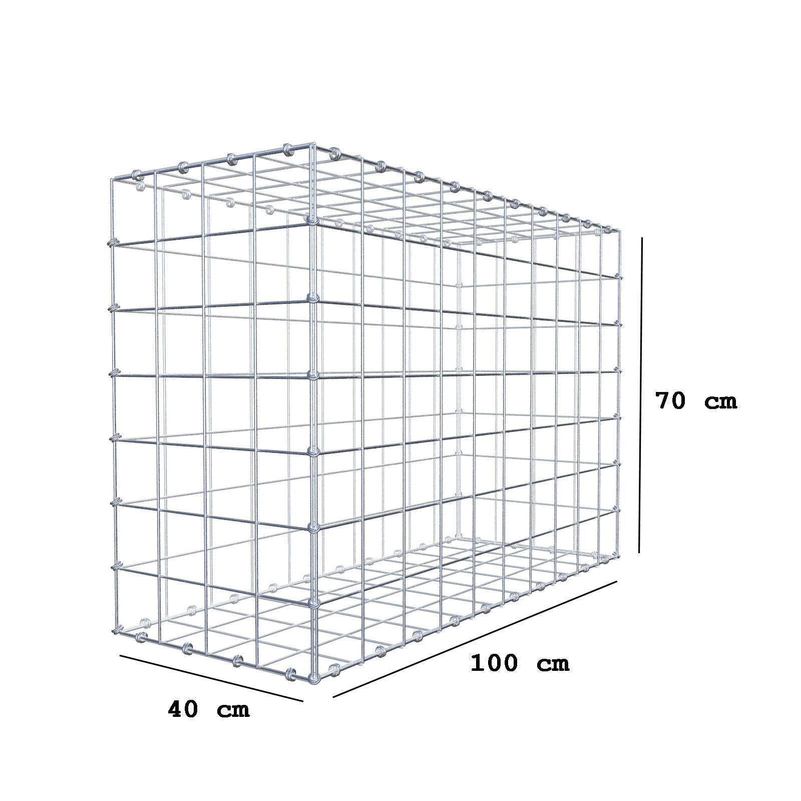 Gabion 100 cm x 70 cm x 40 cm (L x H x D), mesh size 10 x 10 cm, spiral ring