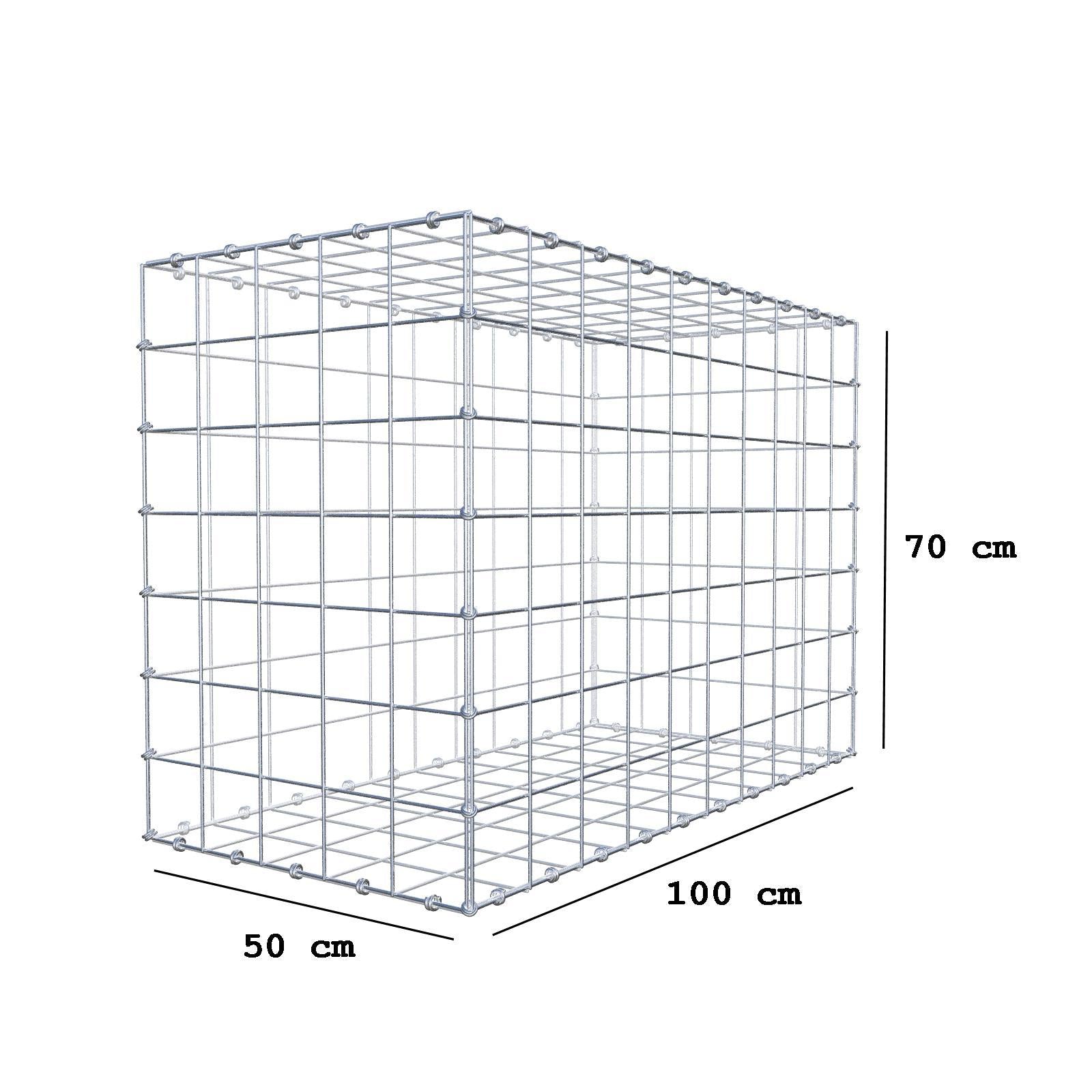 Gabion 100 cm x 70 cm x 50 cm (L x H x D), maskstorlek 10 x 10 cm, spiralring