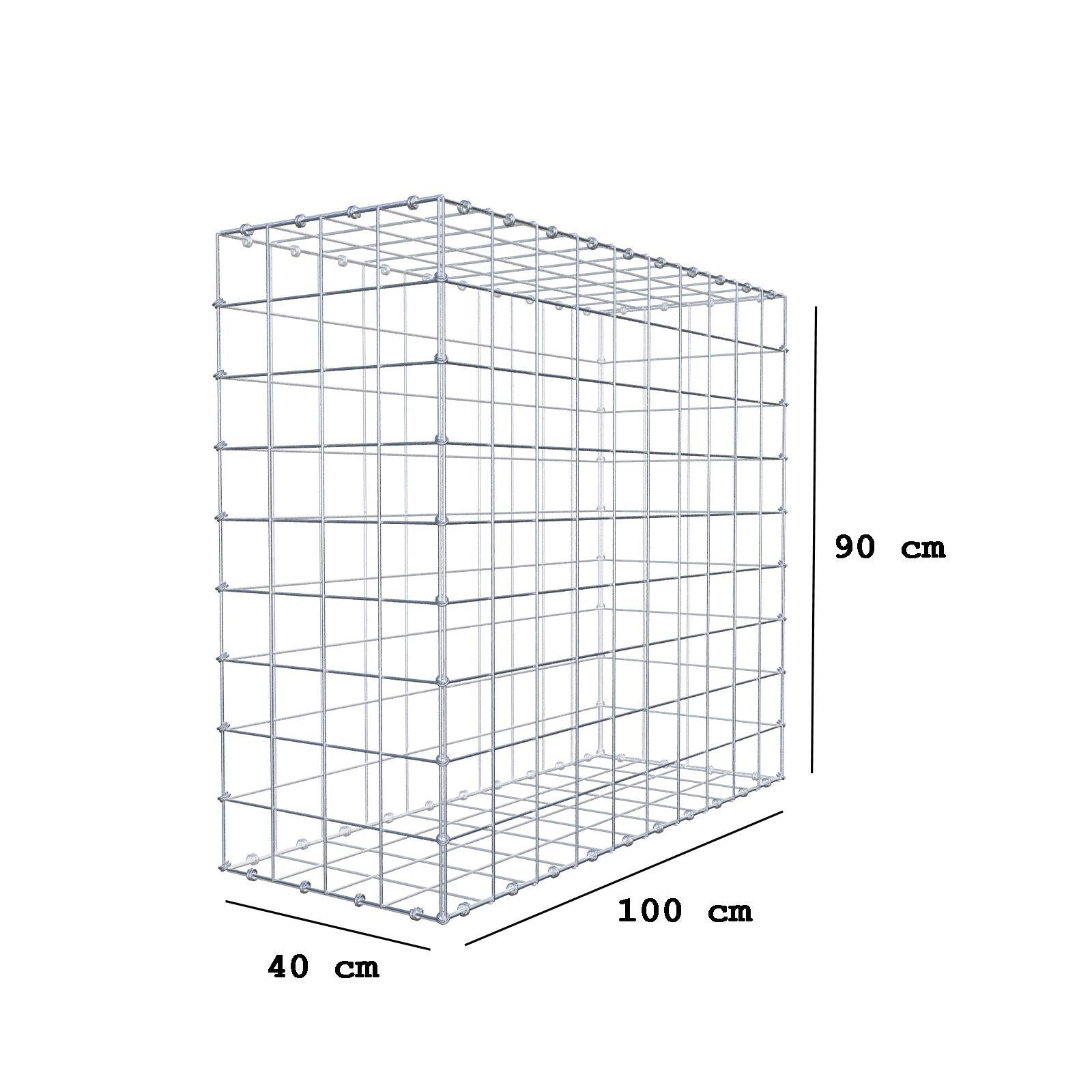 Gabião 100 cm x 90 cm x 40 cm (C x A x P), malhagem 10 x 10 cm, anel espiral