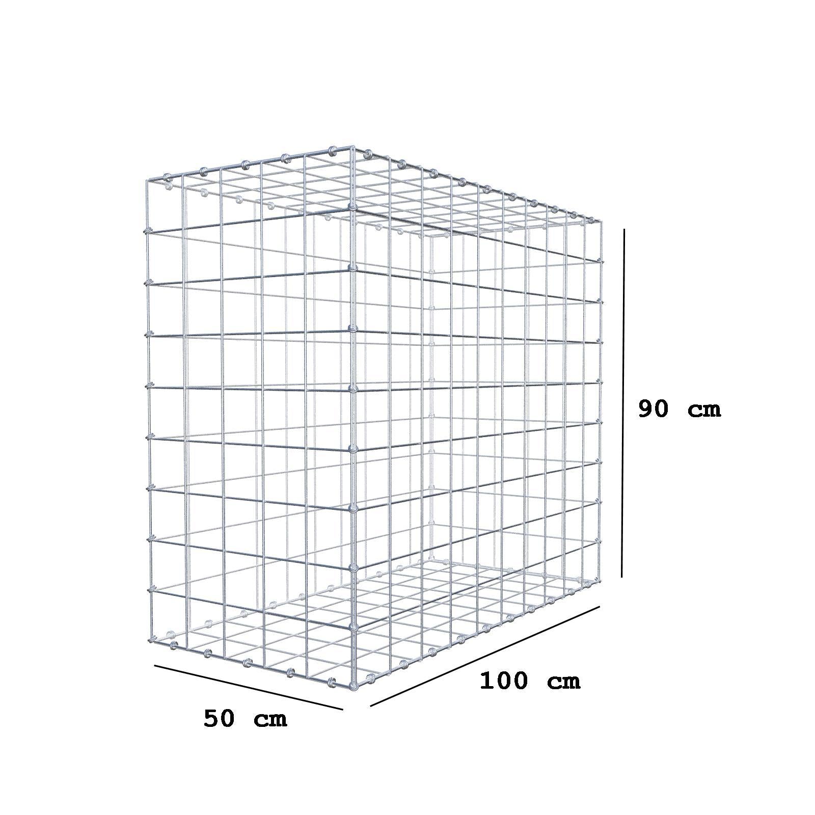 Gabion 100 cm x 90 cm x 50 cm (L x H x D), maskstorlek 10 x 10 cm, spiralring