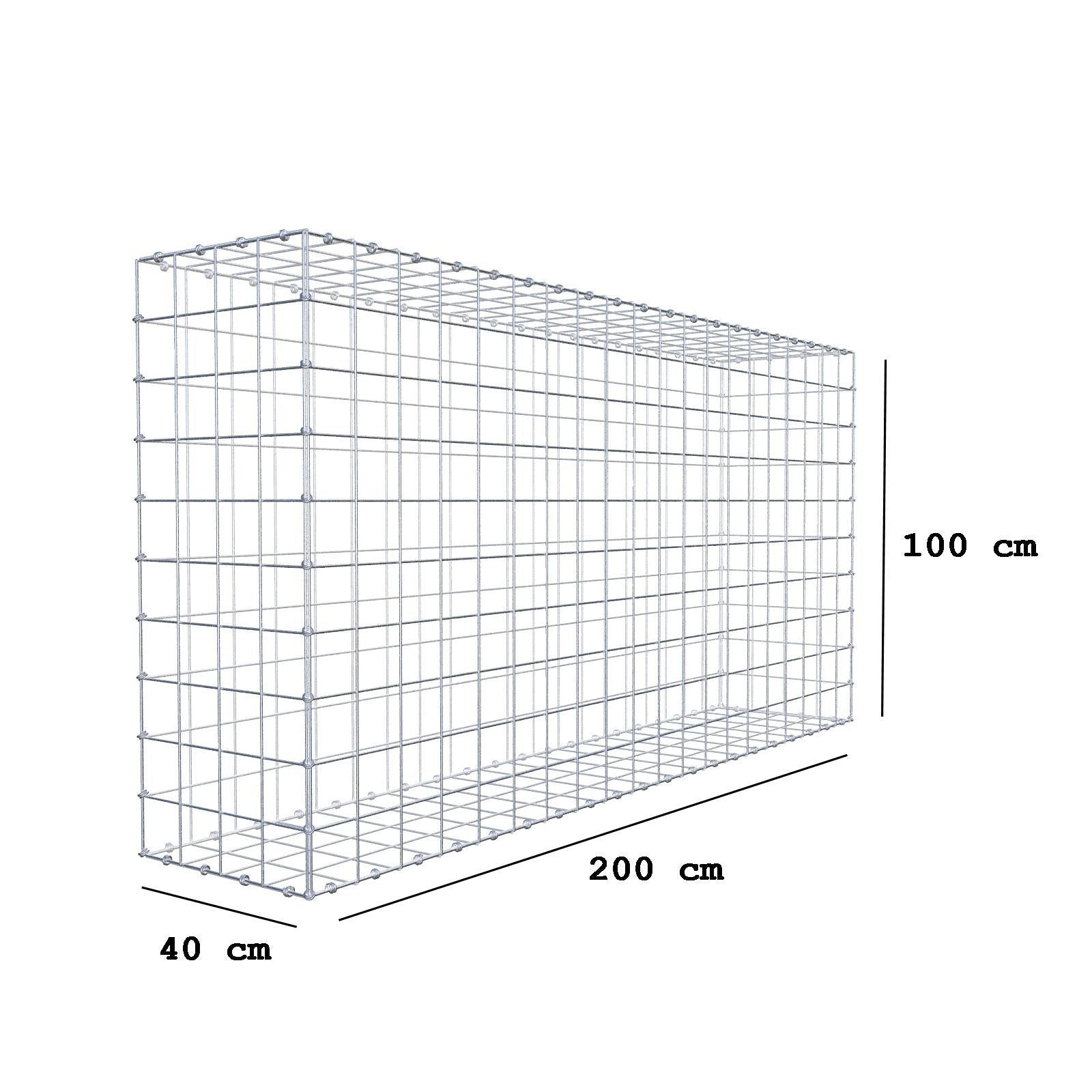 Gabião 200 cm x 100 cm x 40 cm (C x A x P), malhagem 10 x 10 cm, anel espiral