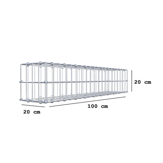 Gabione 100 cm x 20 cm x 20 cm (L x H x T), Maschenweite 5 x 10 cm, Spiralring