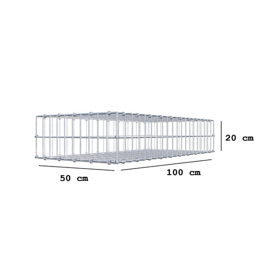 Gabione 100 cm x 20 cm x 50 cm (L x H x T), Maschenweite 5 x 10 cm, Spiralring